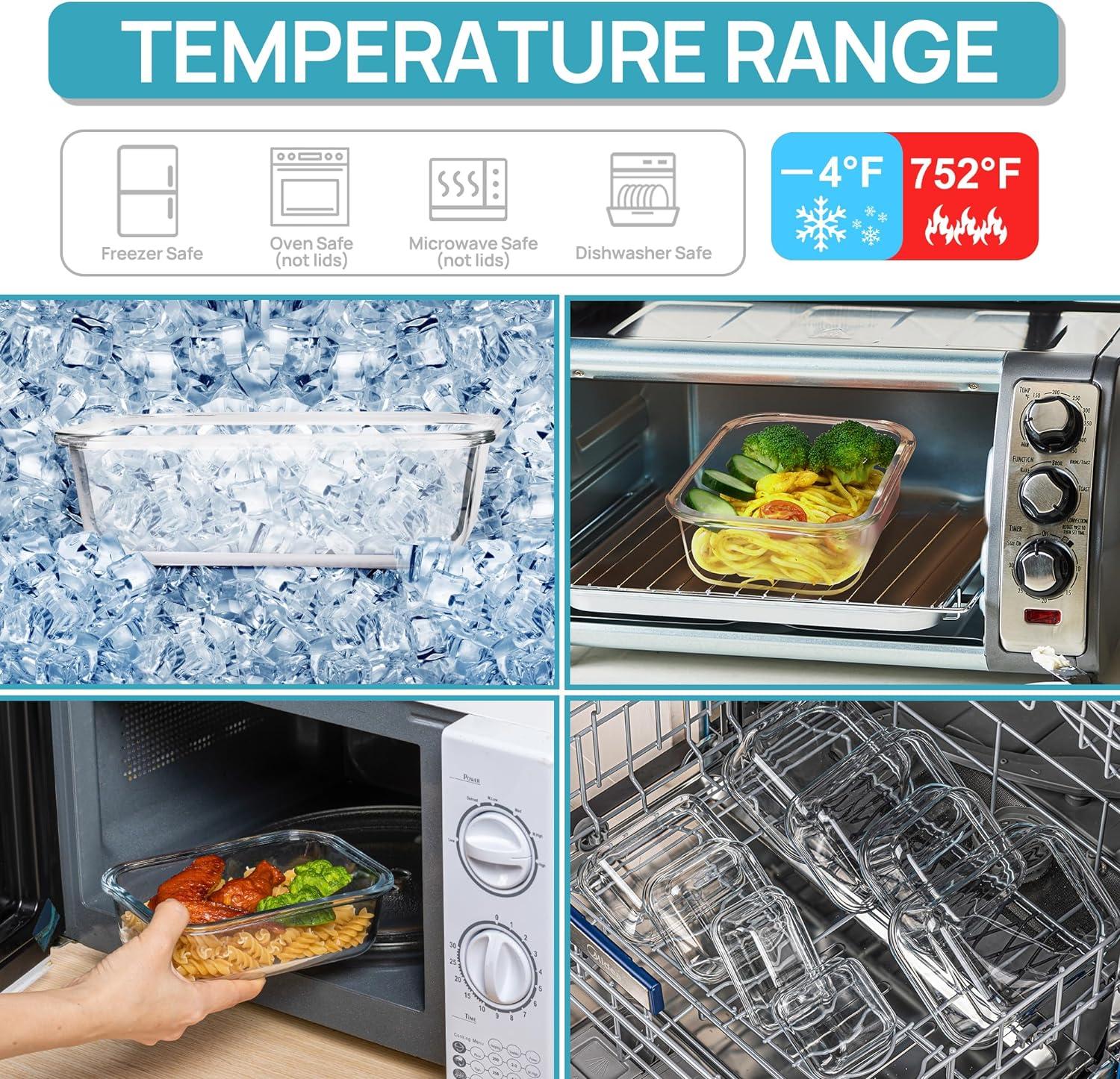 imageVtopmart 10 Pack 35oz Glass Food Storage Containers with Lids Meal Prep Containers Airtight Reusable Lunch Container Set Safe for Oven Microwave Freezer and Dishwasher Grey