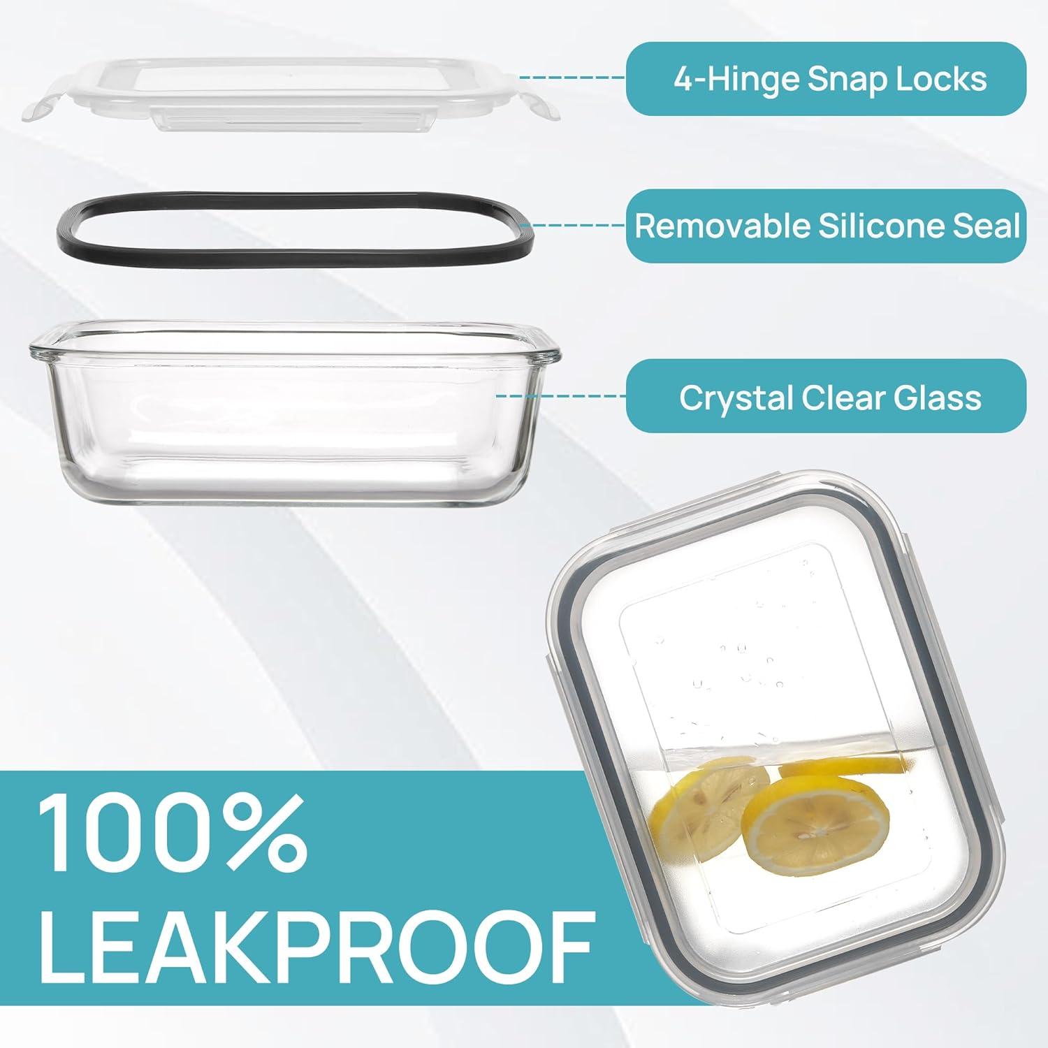 imageVtopmart 10 Pack 35oz Glass Food Storage Containers with Lids Meal Prep Containers Airtight Reusable Lunch Container Set Safe for Oven Microwave Freezer and Dishwasher Grey