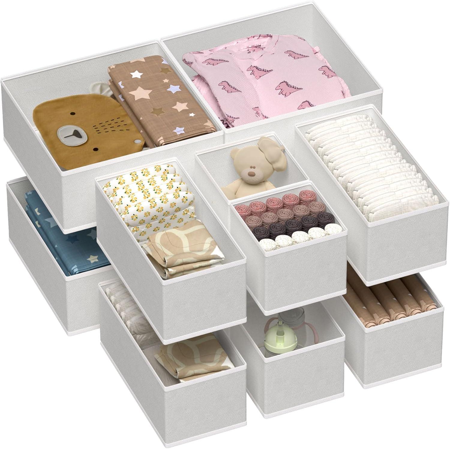 imageVtopmart 12 Pack Baby Clothes Organizer Dresser Drawer Organizer for Baby Clothing Foldable Fabric Closet Drawer Storage Bins Dresser Dividers for Bra Socks Ties ScarfGrey