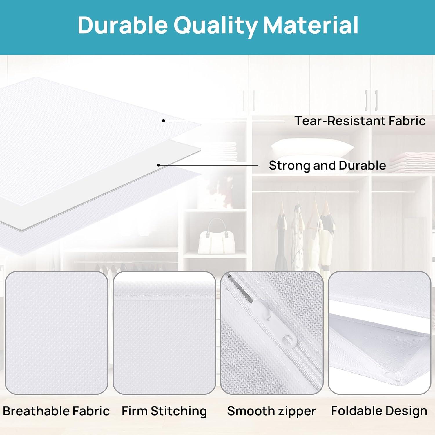 imageVtopmart 12 Pack Baby Clothes Organizer Dresser Drawer Organizer for Baby Clothing Foldable Fabric Closet Drawer Storage Bins Dresser Dividers for Bra Socks Ties ScarfWhite