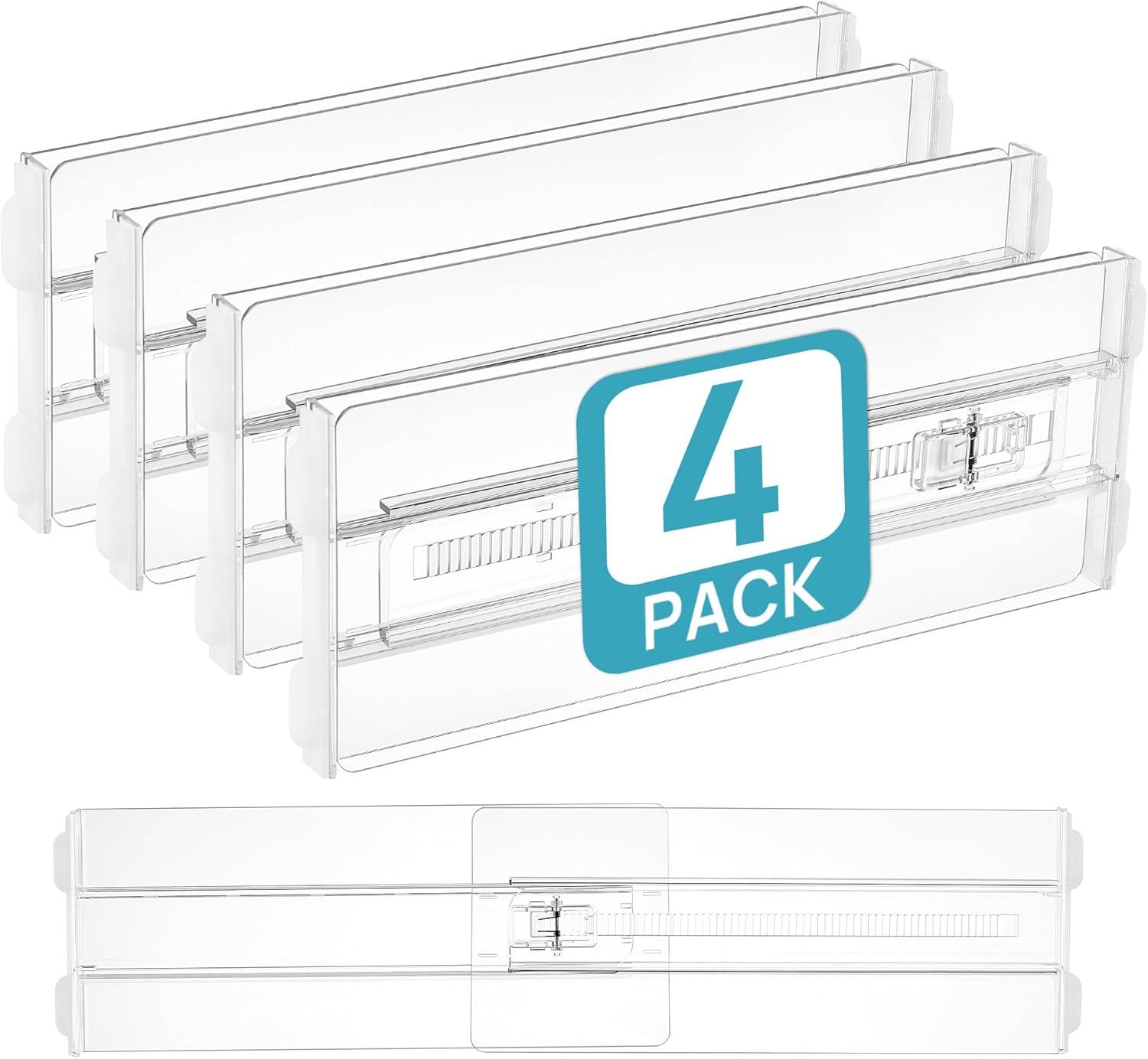 imageVtopmart 12 Pack Drawer Dividers for Clothes 4 High 102165 Adjustable Expandable Dresser Drawer Organizer Clear Plastic Separators for Dresser Baby Clothing Underwear Cosmetic Toiletries4