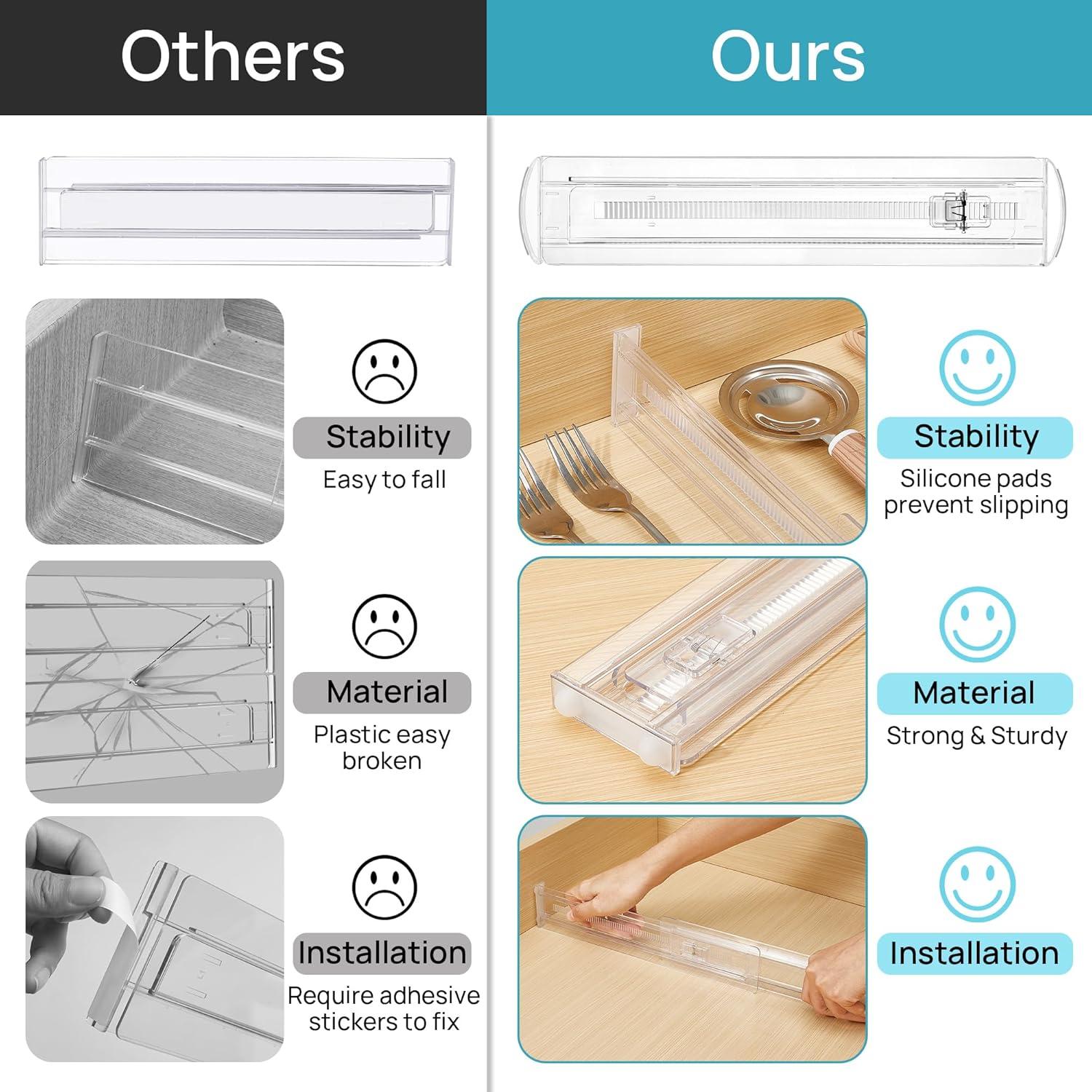 imageVtopmart 12 Pack Drawer Dividers for Clothes 4 High 102165 Adjustable Expandable Dresser Drawer Organizer Clear Plastic Separators for Dresser Baby Clothing Underwear Cosmetic Toiletries8
