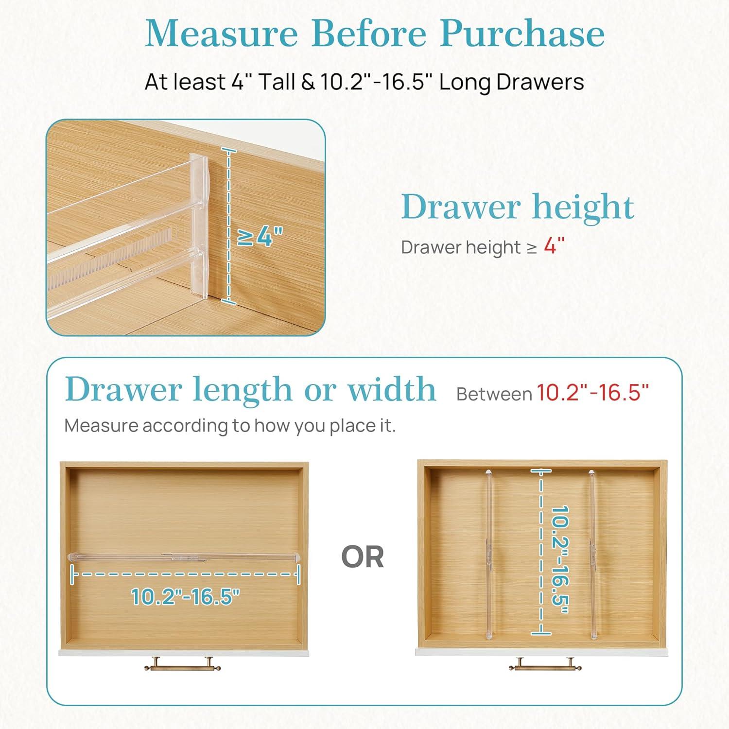 imageVtopmart 12 Pack Drawer Dividers for Clothes 4 High 102165 Adjustable Expandable Dresser Drawer Organizer Clear Plastic Separators for Dresser Baby Clothing Underwear Cosmetic Toiletries12