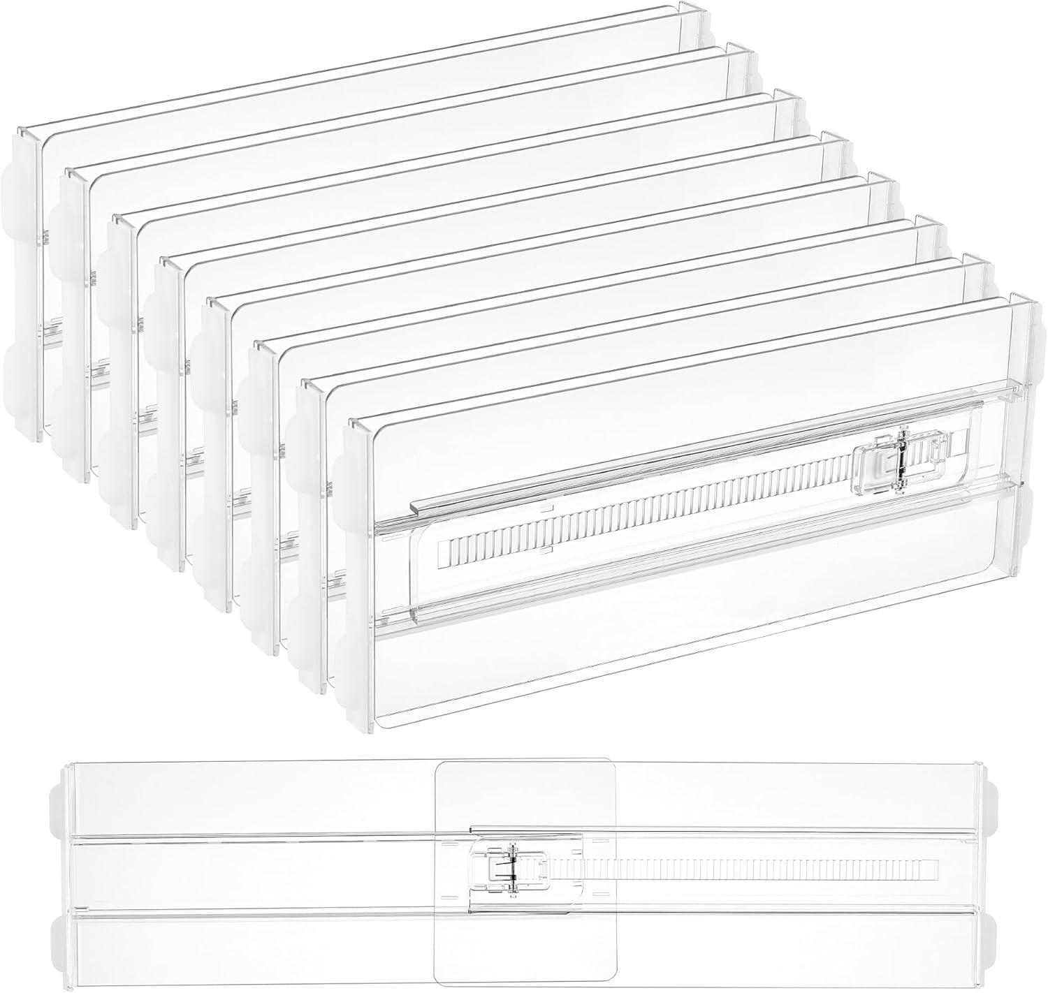 imageVtopmart 12 Pack Drawer Dividers for Clothes 4 High 102165 Adjustable Expandable Dresser Drawer Organizer Clear Plastic Separators for Dresser Baby Clothing Underwear Cosmetic Toiletries8