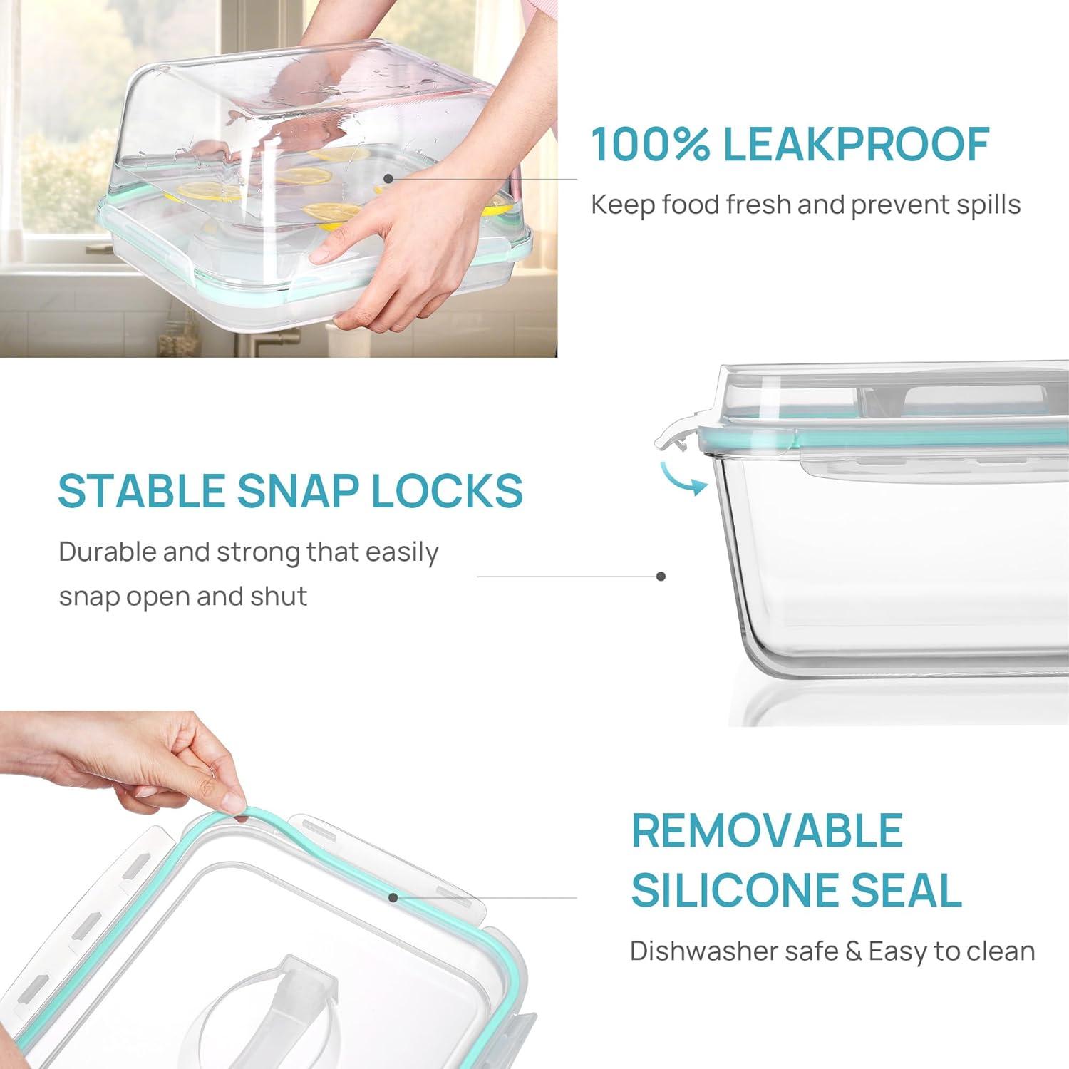 imageVtopmart 220oz 764oz Extra Large Glass Storage Containers Set Meal Prep Food Container Sets with Snap Airtight Lids for Roasting Turkey Rotisserie Chicken Baking Watermelon Storage BPA Free2pack 220oz764oz