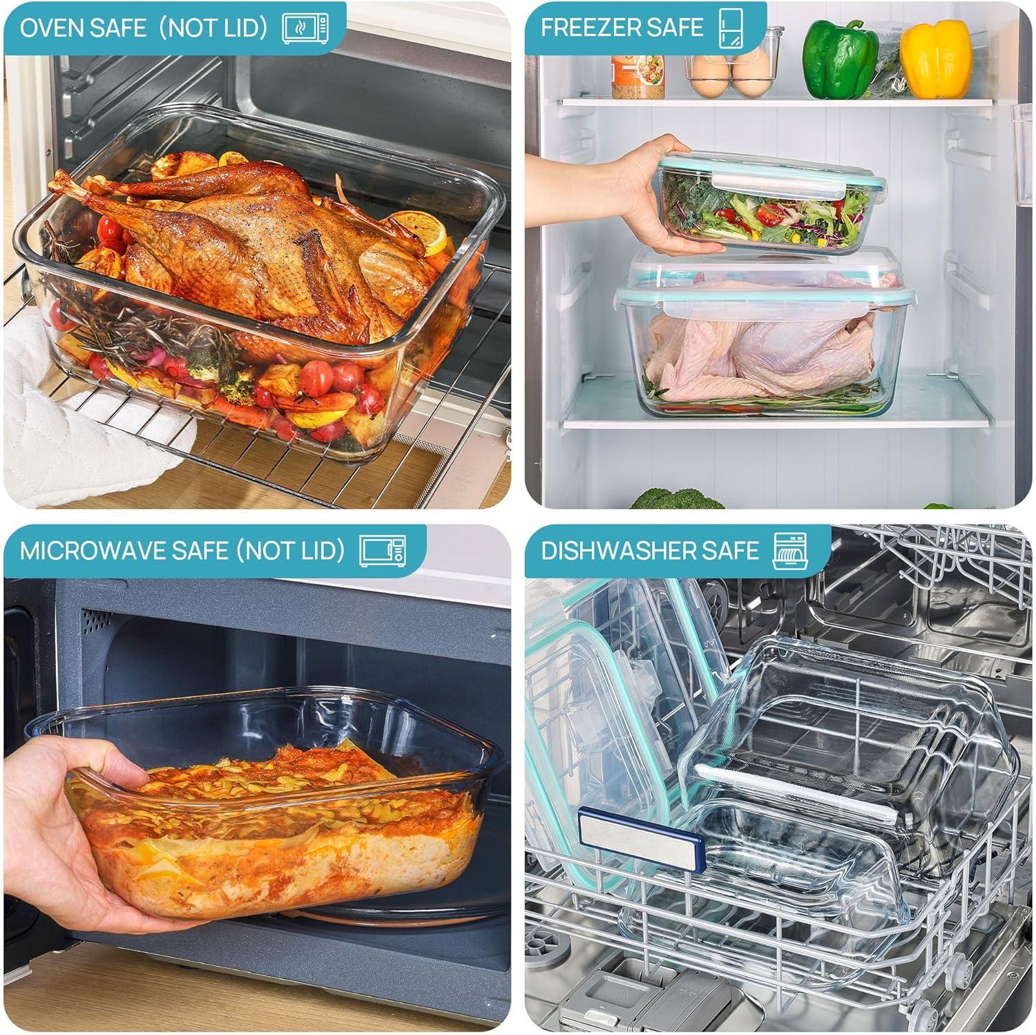 imageVtopmart 220oz 764oz Extra Large Glass Storage Containers Set Meal Prep Food Container Sets with Snap Airtight Lids for Roasting Turkey Rotisserie Chicken Baking Watermelon Storage BPA Free2pack 220oz764oz