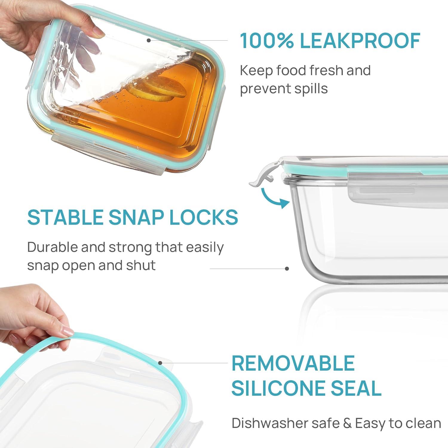 imageVtopmart 220oz 764oz Extra Large Glass Storage Containers Set Meal Prep Food Container Sets with Snap Airtight Lids for Roasting Turkey Rotisserie Chicken Baking Watermelon Storage BPA Free2pack 122oz50oz