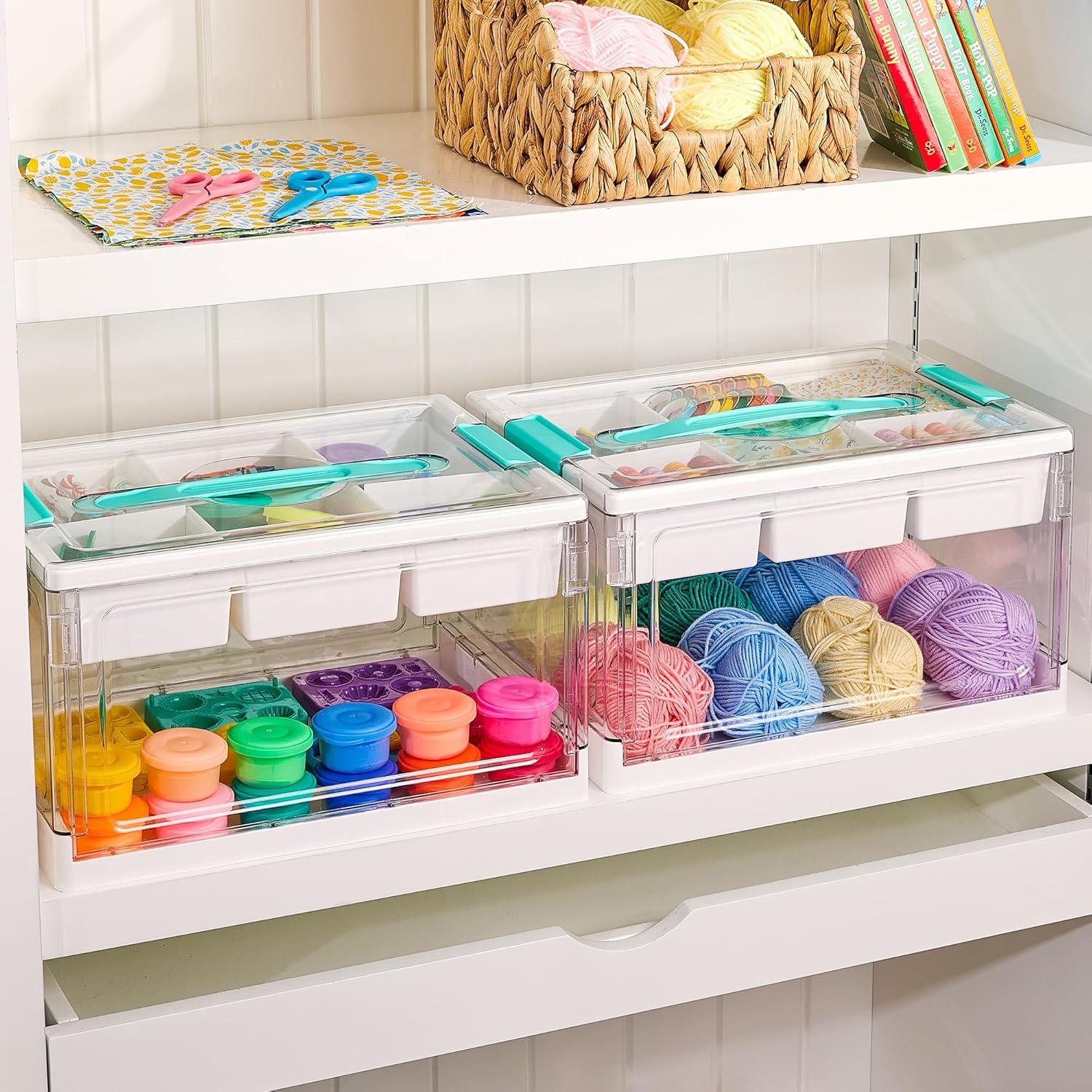 imageVtopmart 24 QT Clear Plastic Craft Organizers and Storage Box with Removable Trays and DividersArt Supply Organizers and StorageIdeal Containers for coloring BooksCraft Supplies1 Pack