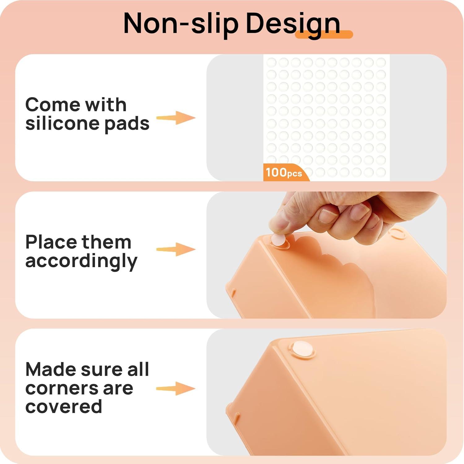imageVtopmart 25 PCS Plastic Drawer Organizers Set 4Size Versatile Bathroom and Vanity Drawer Organizer Trays Storage Bins for Makeup Bedroom Kitchen Gadgets Utensils and OfficeOrange