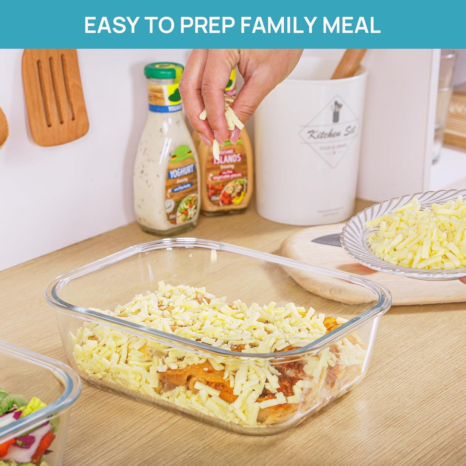 imageVtopmart 2Pack 2260ml 764oz Large Glass Containers Food Storage with Lids Meal Prep Food Container Set with Snap Airtight Lid for Baking Microwave Oven Leak Proof for Freezer Dishwasher GreenGrey