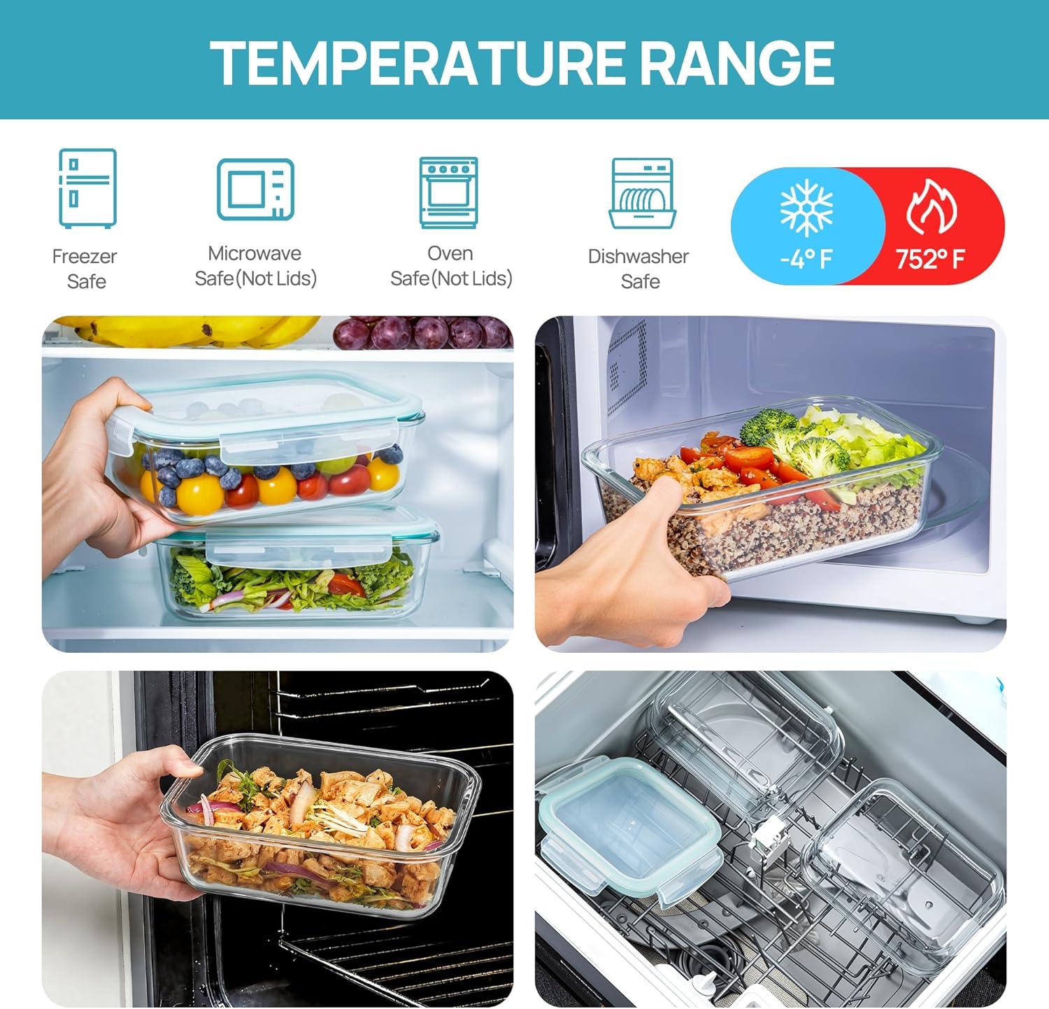 imageVtopmart 2Pack 2260ml 764oz Large Glass Containers Food Storage with Lids Meal Prep Food Container Set with Snap Airtight Lid for Baking Microwave Oven Leak Proof for Freezer Dishwasher GreenGreen