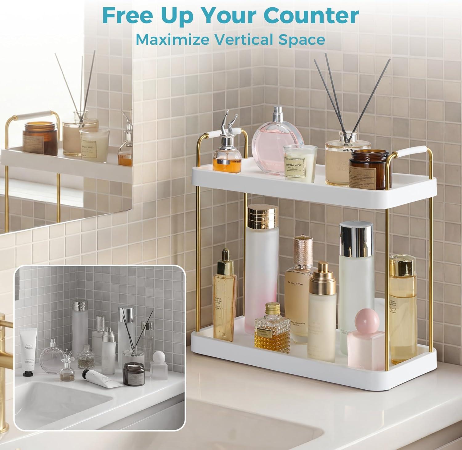 imageVtopmart 2Tier Bathroom Organizer Countertop GoldGold