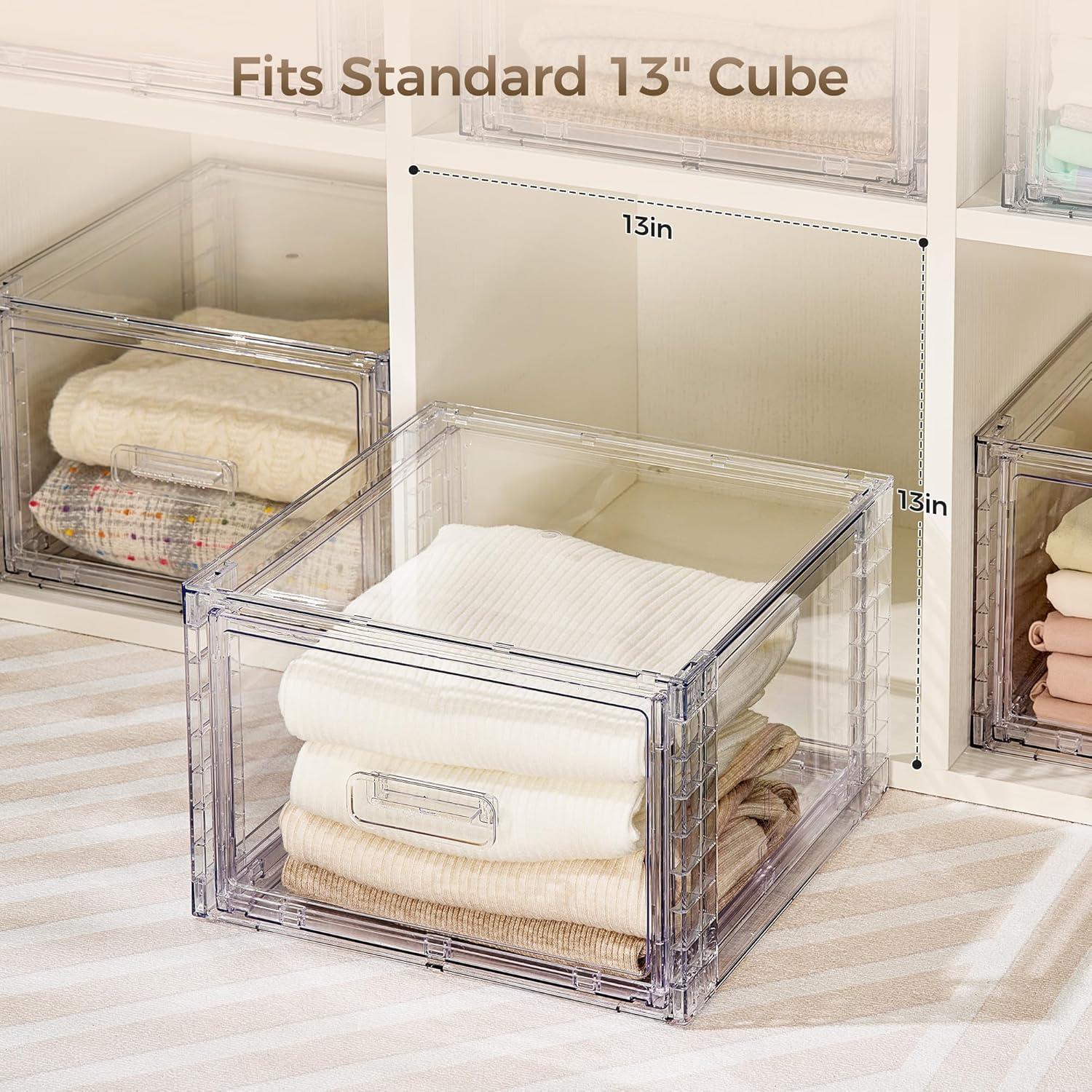 imageVtopmart 4 Pack 18QT Clear Stackable Storage DrawersEasily Assemble Closet OrganizersPlastic Storage Bins for BathroomCabinetKitchen PantryUnder Sink OrganizationMediumclear