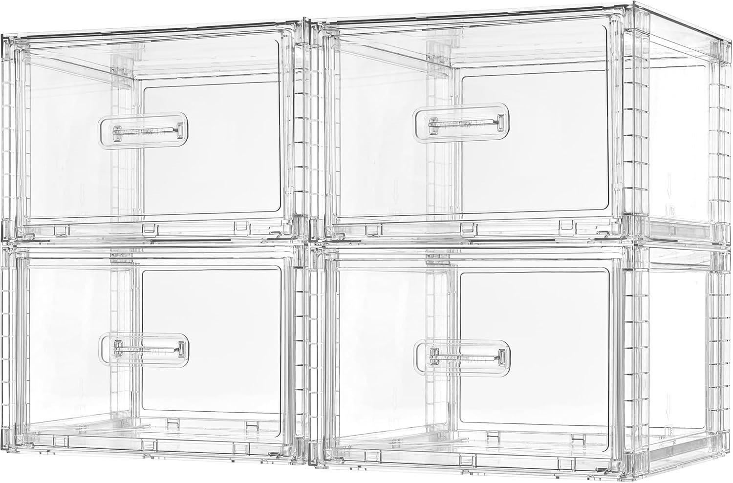 imageVtopmart 4 Pack 18QT Clear Stackable Storage DrawersEasily Assemble Closet OrganizersPlastic Storage Bins for BathroomCabinetKitchen PantryUnder Sink OrganizationMediumclear