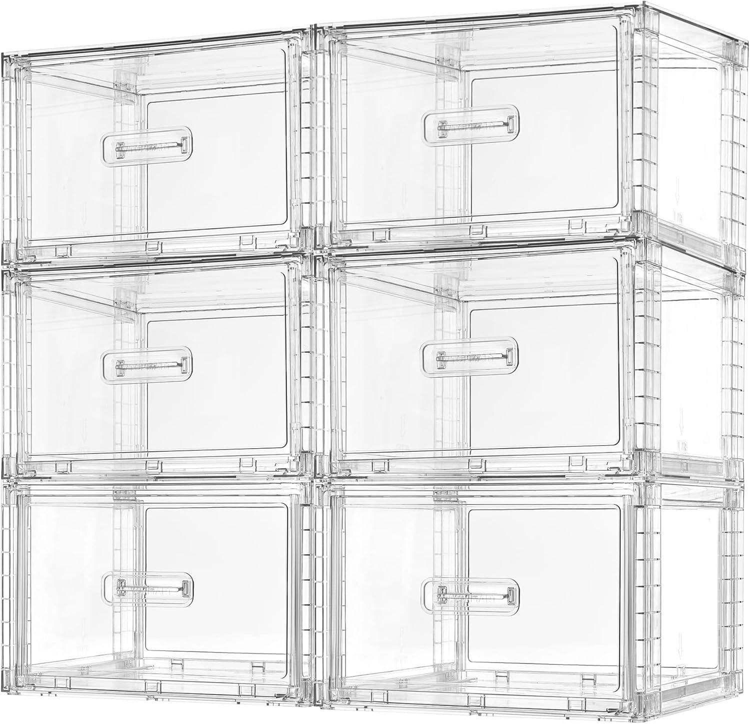 imageVtopmart 4 Pack 18QT Clear Stackable Storage DrawersEasily Assemble Closet OrganizersPlastic Storage Bins for BathroomCabinetKitchen PantryUnder Sink OrganizationMediumclear