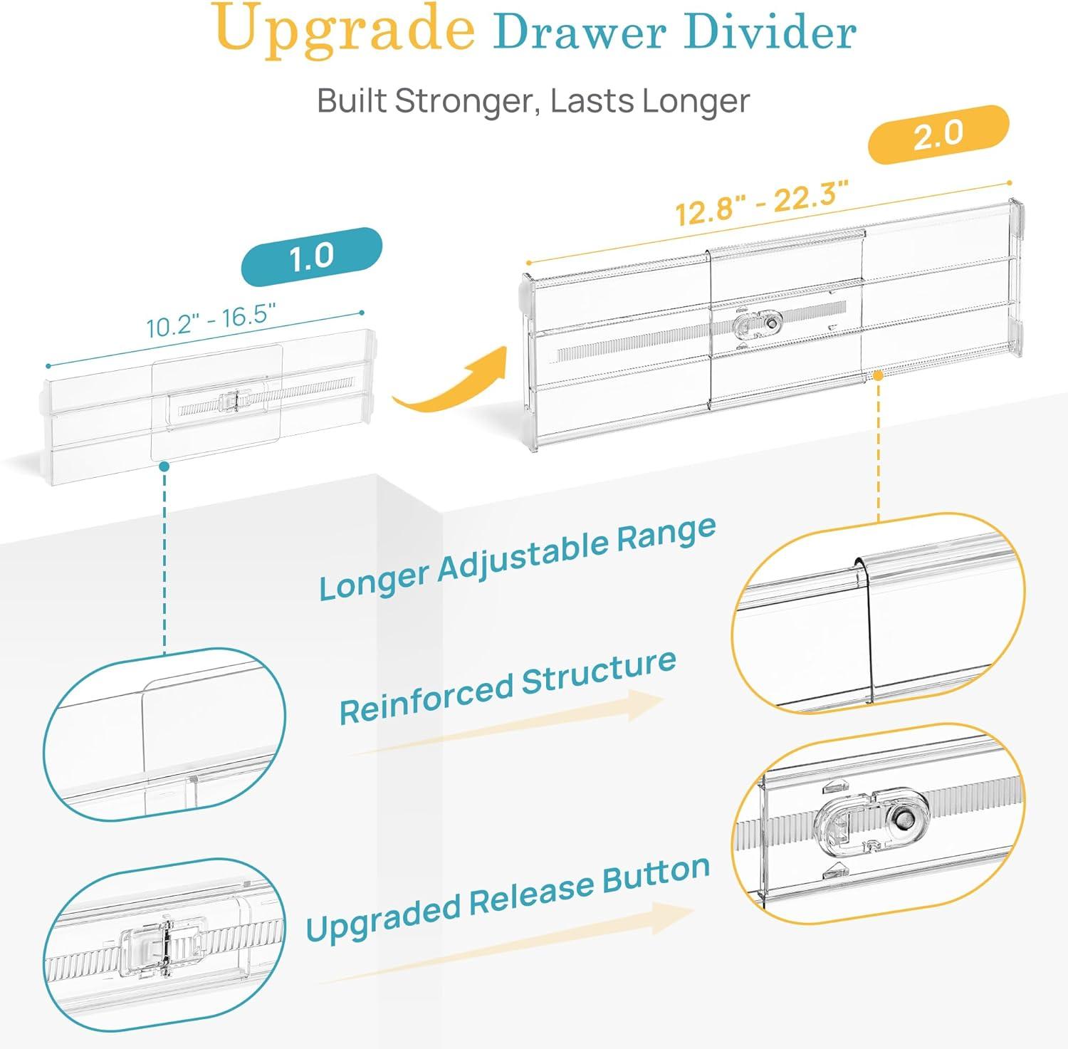 imageVtopmart 4 Pack 6 Tall Upgrade Drawer Dividers for Big and Deep Drawer 128223 Adjustable Expandable Dresser Drawer Organizer Clear Plastic Separators for Dresser Baby Supplies Kitchenware10