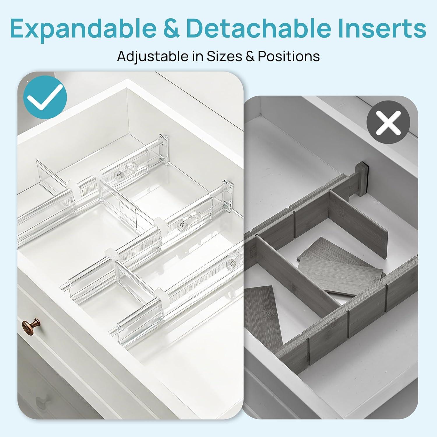 imageVtopmart 4 Pack 6 Tall Upgrade Drawer Dividers for Big and Deep Drawer 128223 Adjustable Expandable Dresser Drawer Organizer Clear Plastic Separators for Dresser Baby Supplies Kitchenware4
