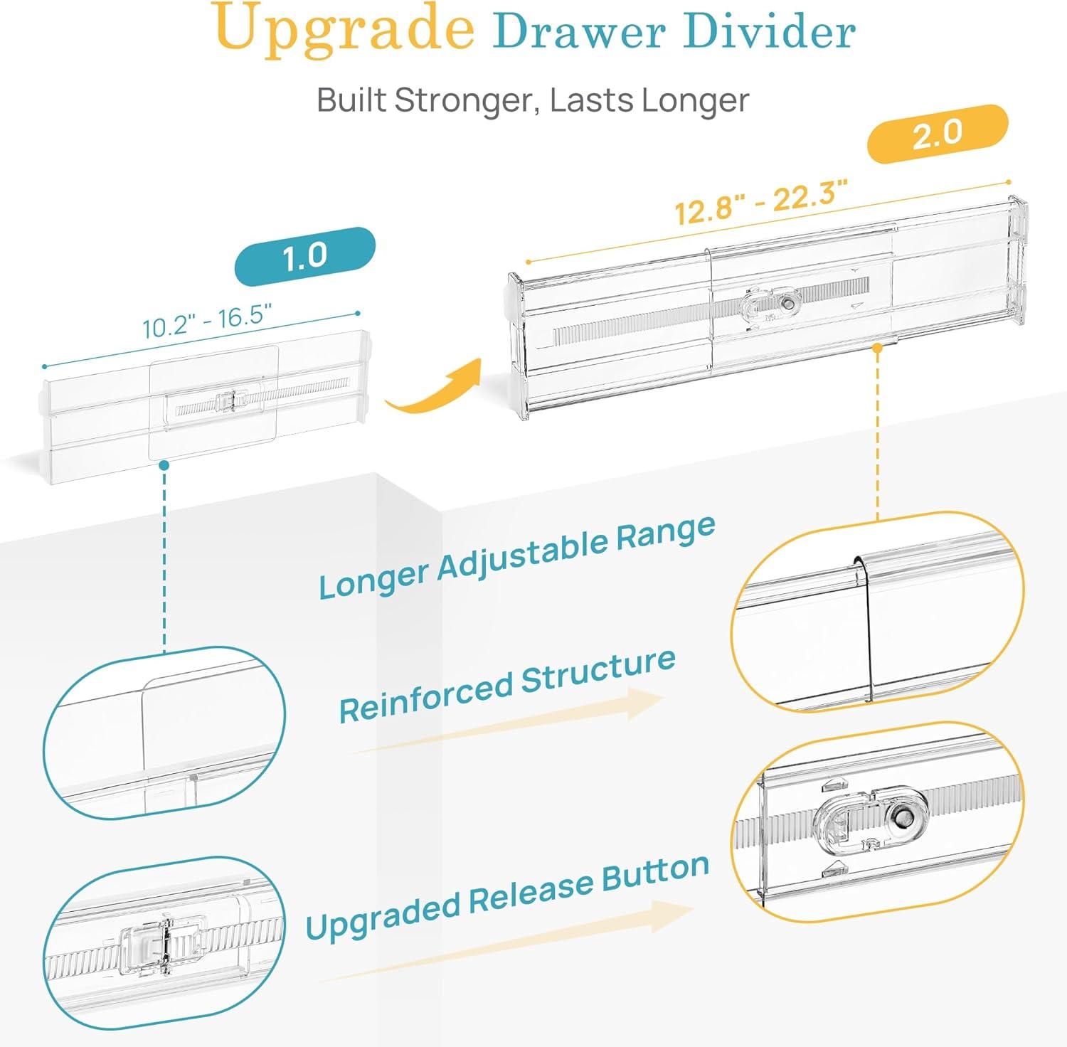 imageVtopmart 4 Pack 6 Tall Upgrade Drawer Dividers for Big and Deep Drawer 128223 Adjustable Expandable Dresser Drawer Organizer Clear Plastic Separators for Dresser Baby Supplies Kitchenware12