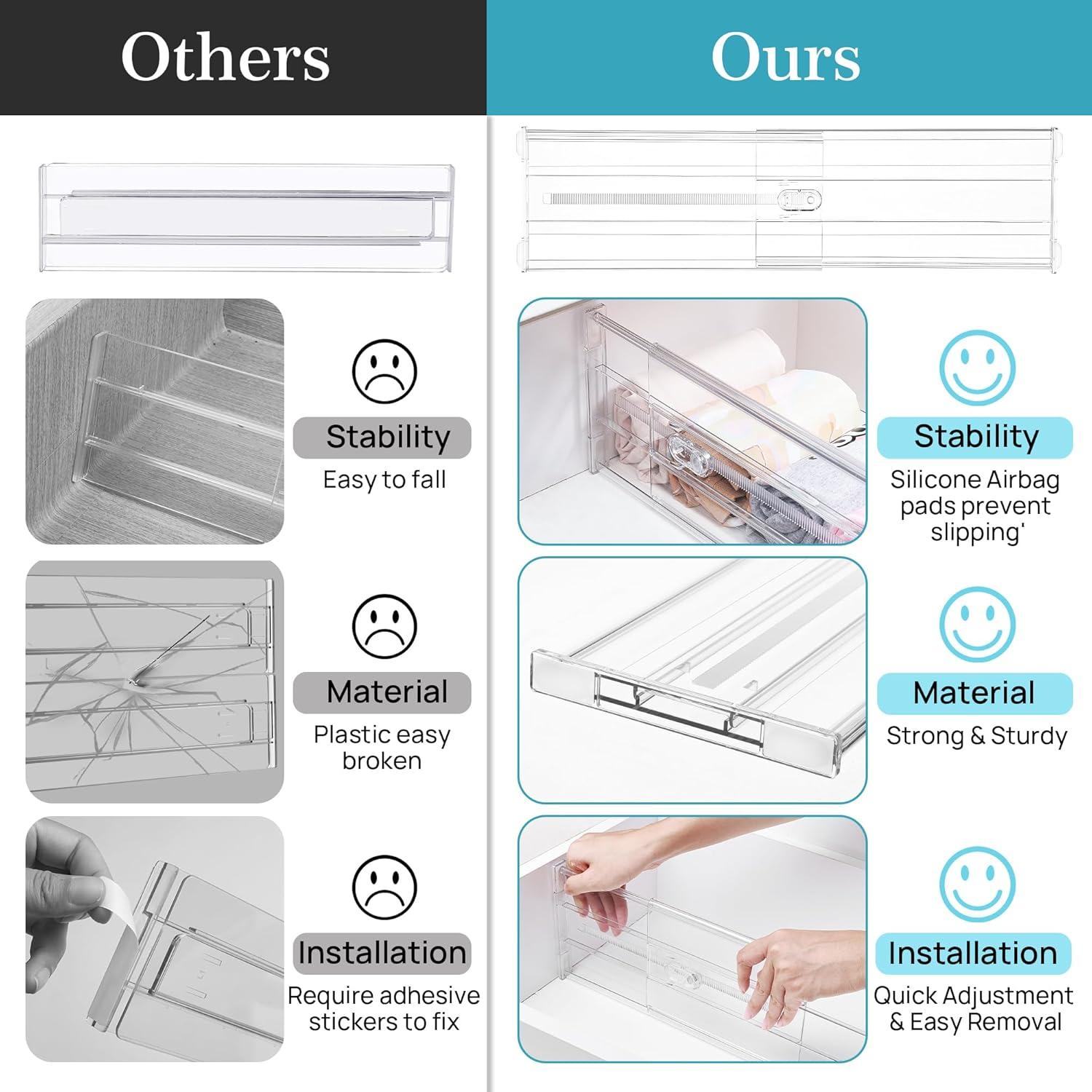 imageVtopmart 4 Pack 6 Tall Upgrade Drawer Dividers for Big and Deep Drawer 128223 Adjustable Expandable Dresser Drawer Organizer Clear Plastic Separators for Dresser Baby Supplies Kitchenware10
