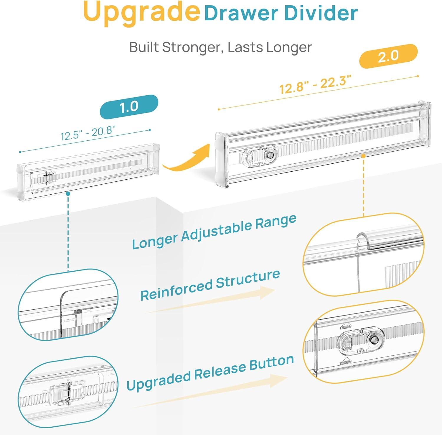 imageVtopmart 4 Pack 6 Tall Upgrade Drawer Dividers for Big and Deep Drawer 128223 Adjustable Expandable Dresser Drawer Organizer Clear Plastic Separators for Dresser Baby Supplies Kitchenware12