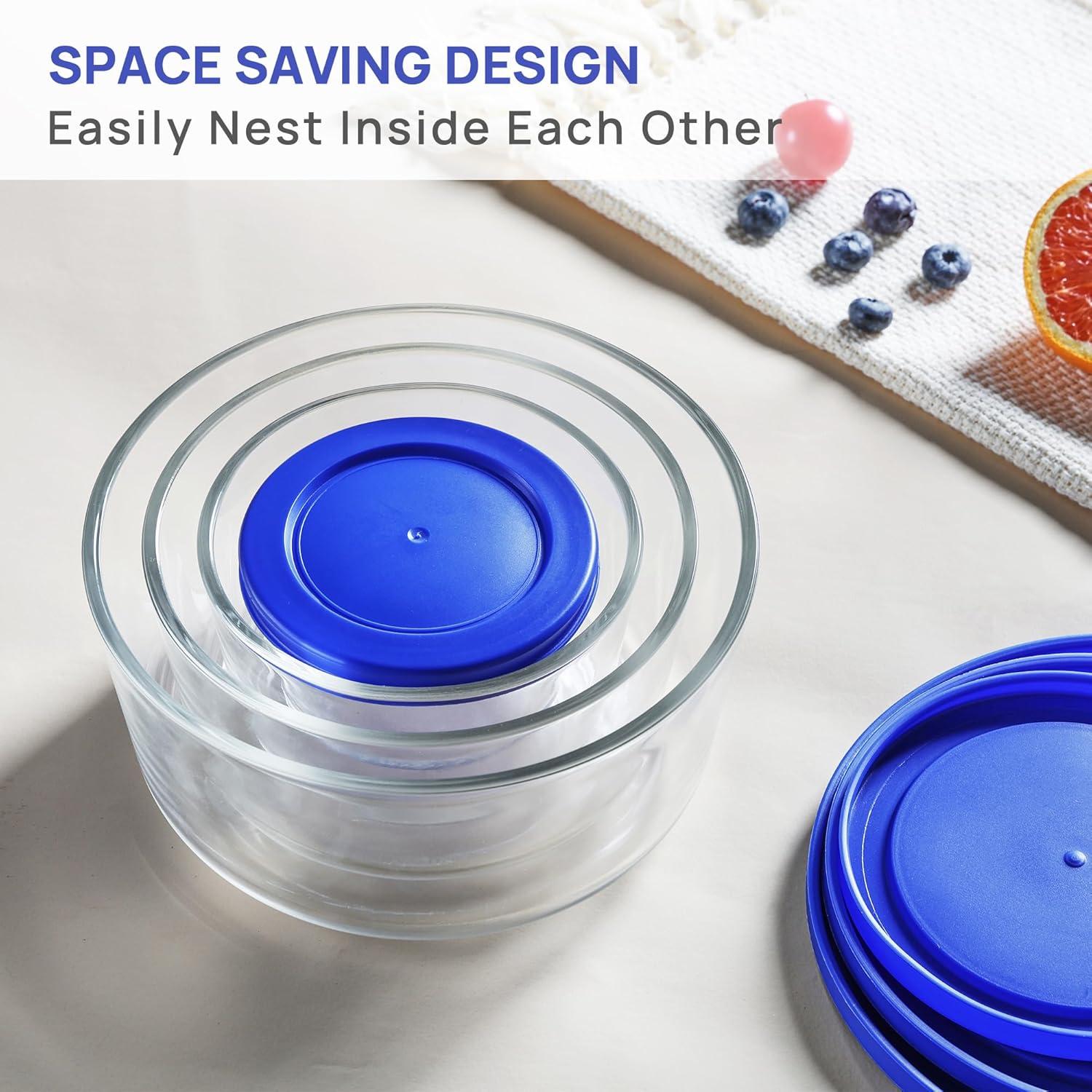 imageVtopmart 4 Pack Glass Bowls with Lids 1 2 4 7 Cup Food Storage Containers Meal Prep and Leftovers Keeper Lunch Container Microwave Dishwasher amp Freezer Safe