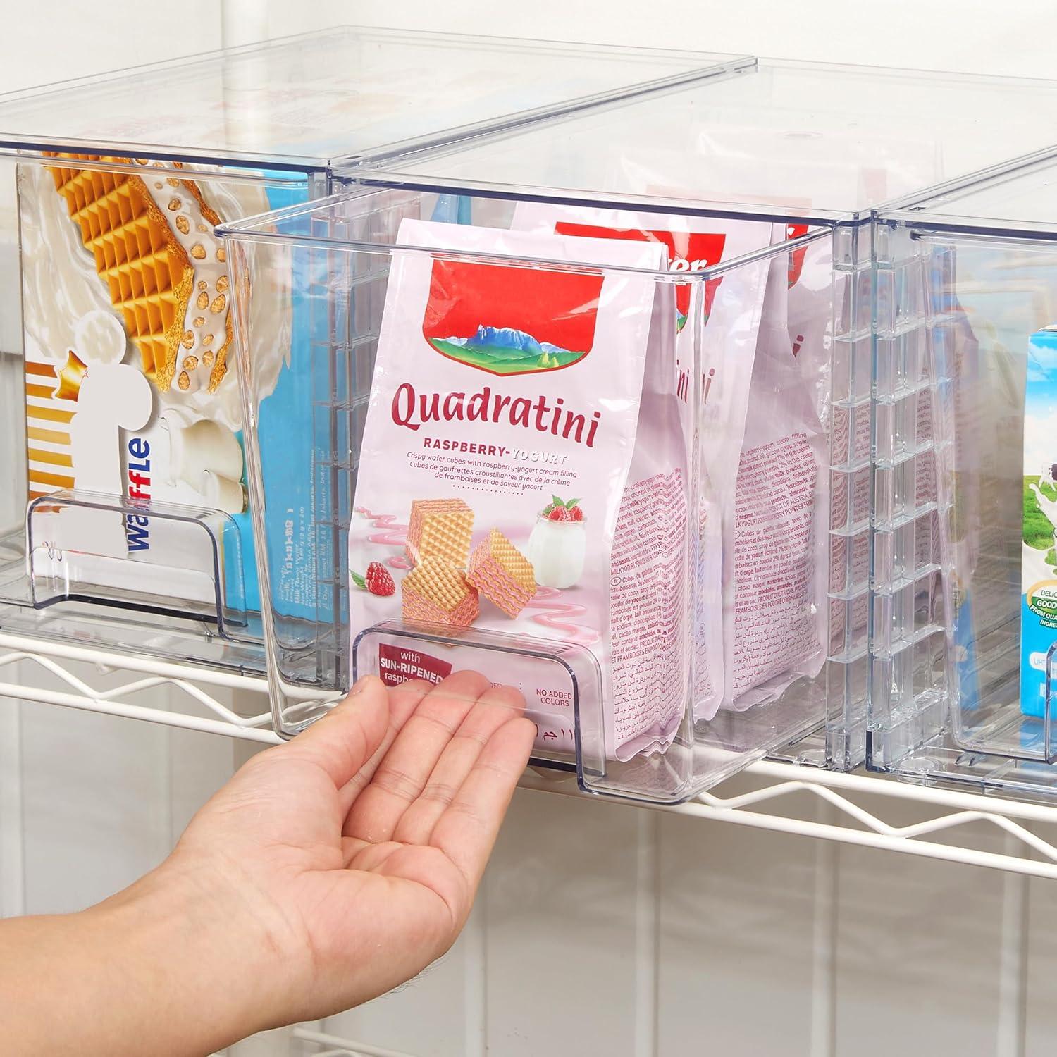 imageVtopmart 4Pack Large Stackable Kitchen Pantry Storage Drawers Clear Organizer Bins with Handles Acrylic Drawer Organizers for Kitchen Pantry Bathroom Undersink Cabinet Organization and Storage2Pack 7H