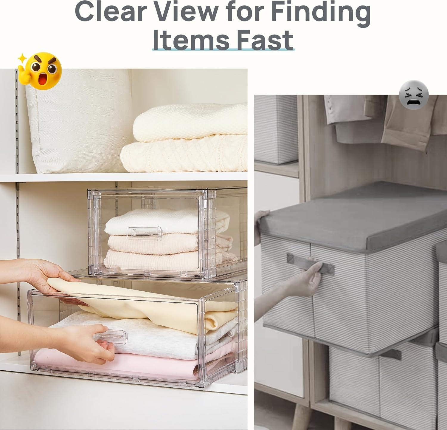 imageVtopmart 5 Pack Large amp Medium Stackable Drawer Organizer Set 108QT Easy Assembly Clear Plastic Storage Cabinet Durable Dresser for Closet Bedroom Entryway Playroom amp Apartment Organization2pk Large