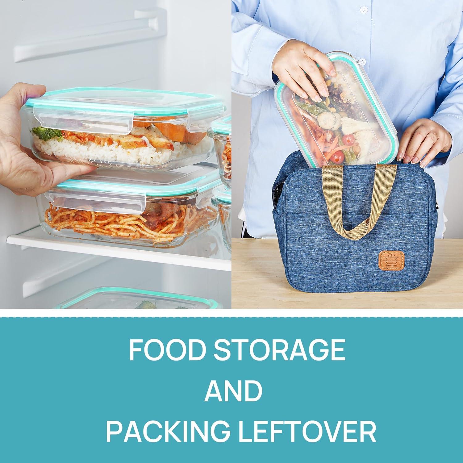 imageVtopmart 5Pack 22oz Glass Storage Containers with Lids Glass Meal Prep Food Container Sets with Snap Airtight Lids for Microwave Oven Freezer and Dishwasher GreyGreen