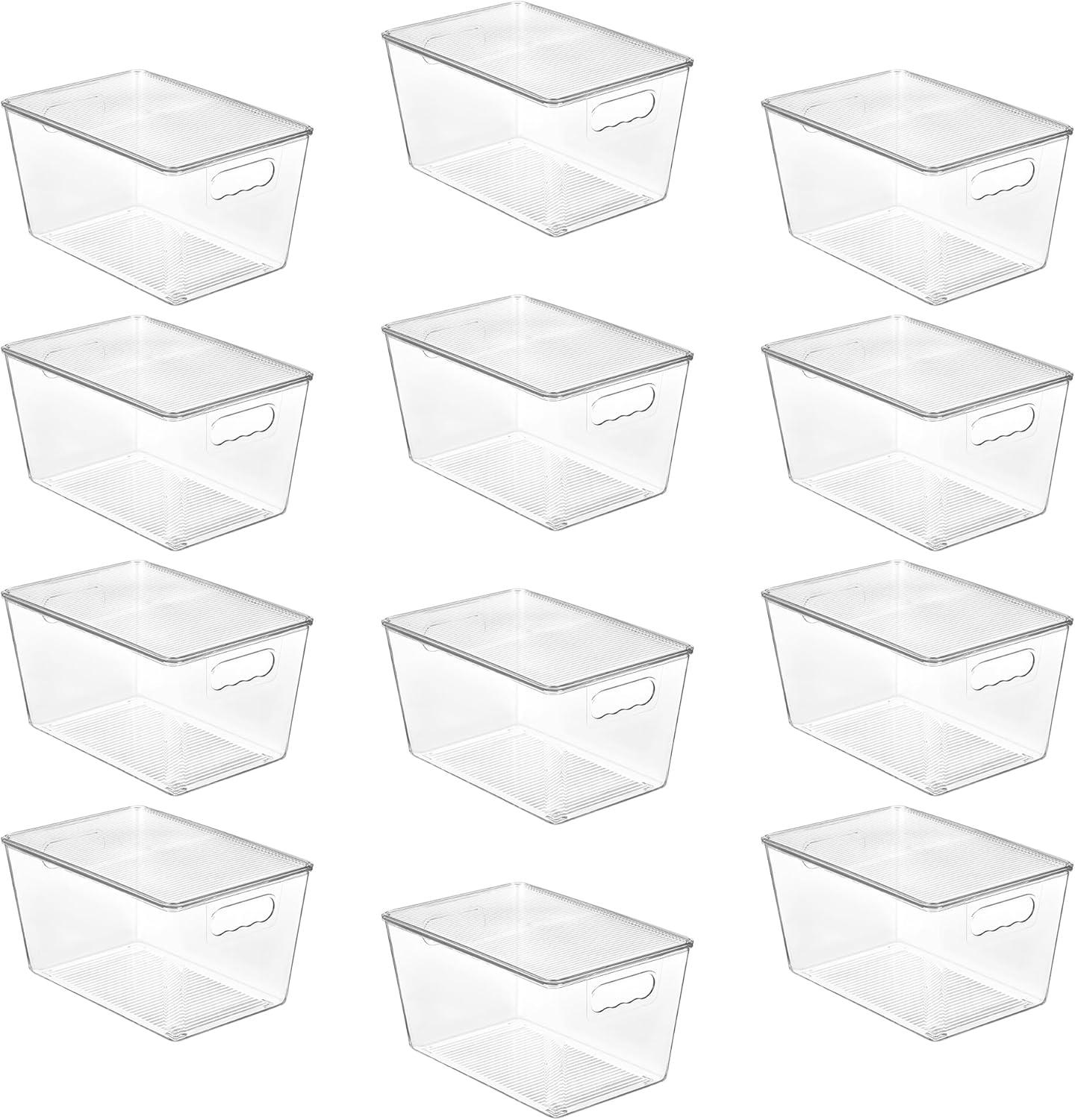 imageVtopmart 6 Pack Clear Stackable Storage Bins with LidsXLarge Plastic Containers with Handle for Pantry Organizer and StoragePerfect for KitchenFridgeCabinet ClosetBathroom Organization12