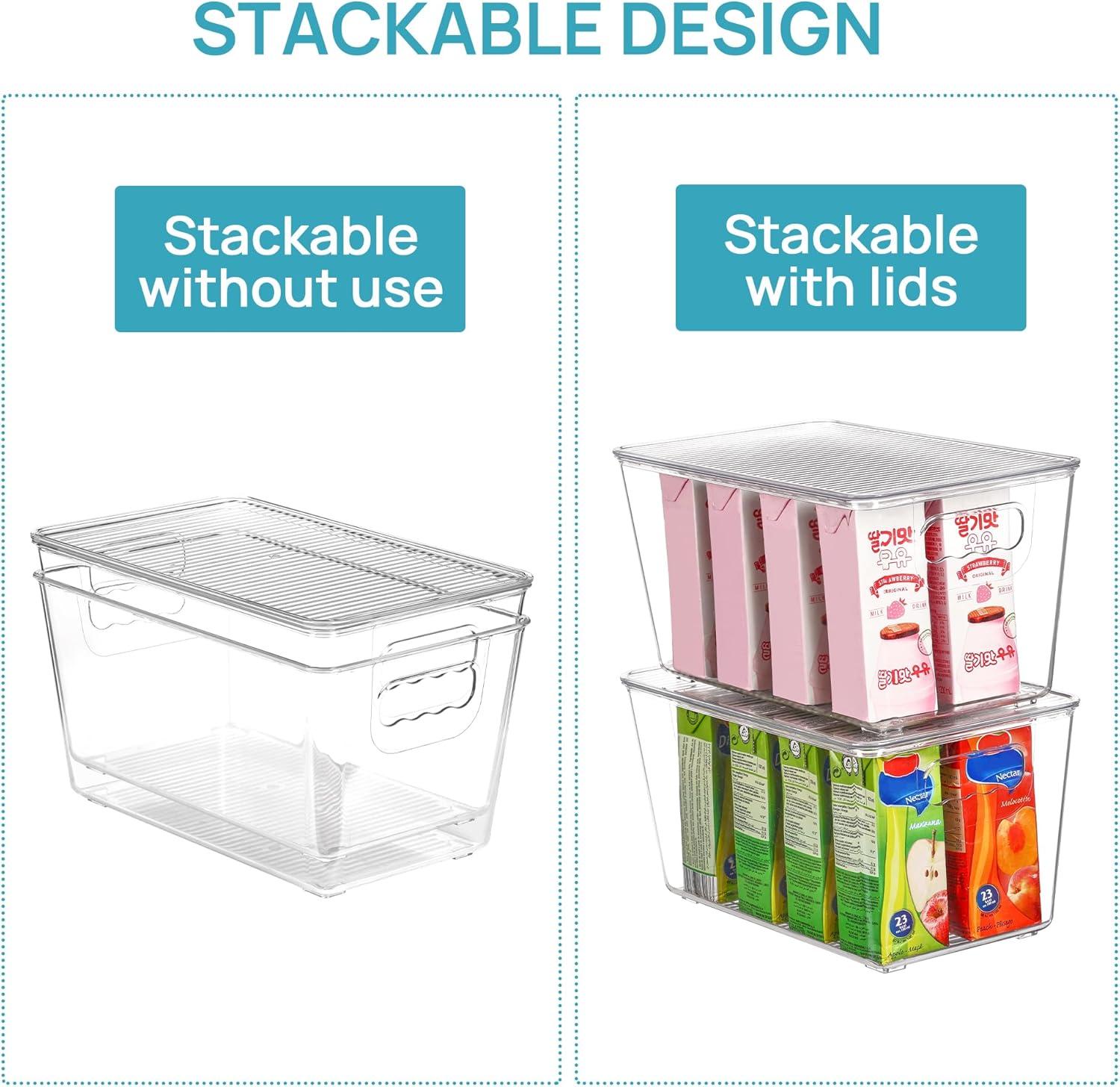 imageVtopmart 6 Pack Clear Stackable Storage Bins with LidsXLarge Plastic Containers with Handle for Pantry Organizer and StoragePerfect for KitchenFridgeCabinet ClosetBathroom Organization1