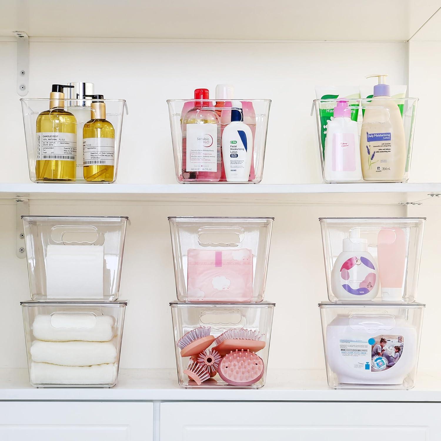imageVtopmart 6 Pack Clear Stackable Storage Bins with LidsXLarge Plastic Containers with Handle for Pantry Organizer and StoragePerfect for KitchenFridgeCabinet ClosetBathroom Organization8
