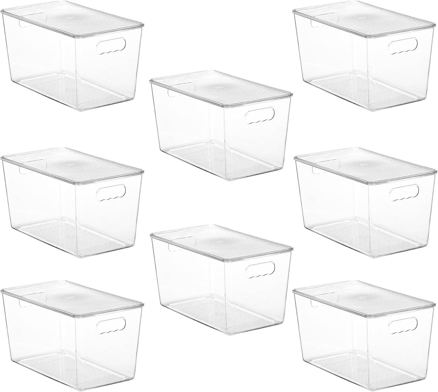 imageVtopmart 6 Pack Clear Stackable Storage Bins with LidsXLarge Plastic Containers with Handle for Pantry Organizer and StoragePerfect for KitchenFridgeCabinet ClosetBathroom Organization8