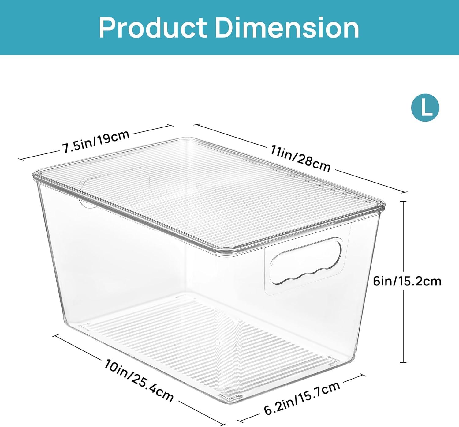 imageVtopmart 6 Pack Clear Stackable Storage Bins with LidsXLarge Plastic Containers with Handle for Pantry Organizer and StoragePerfect for KitchenFridgeCabinet ClosetBathroom Organization2