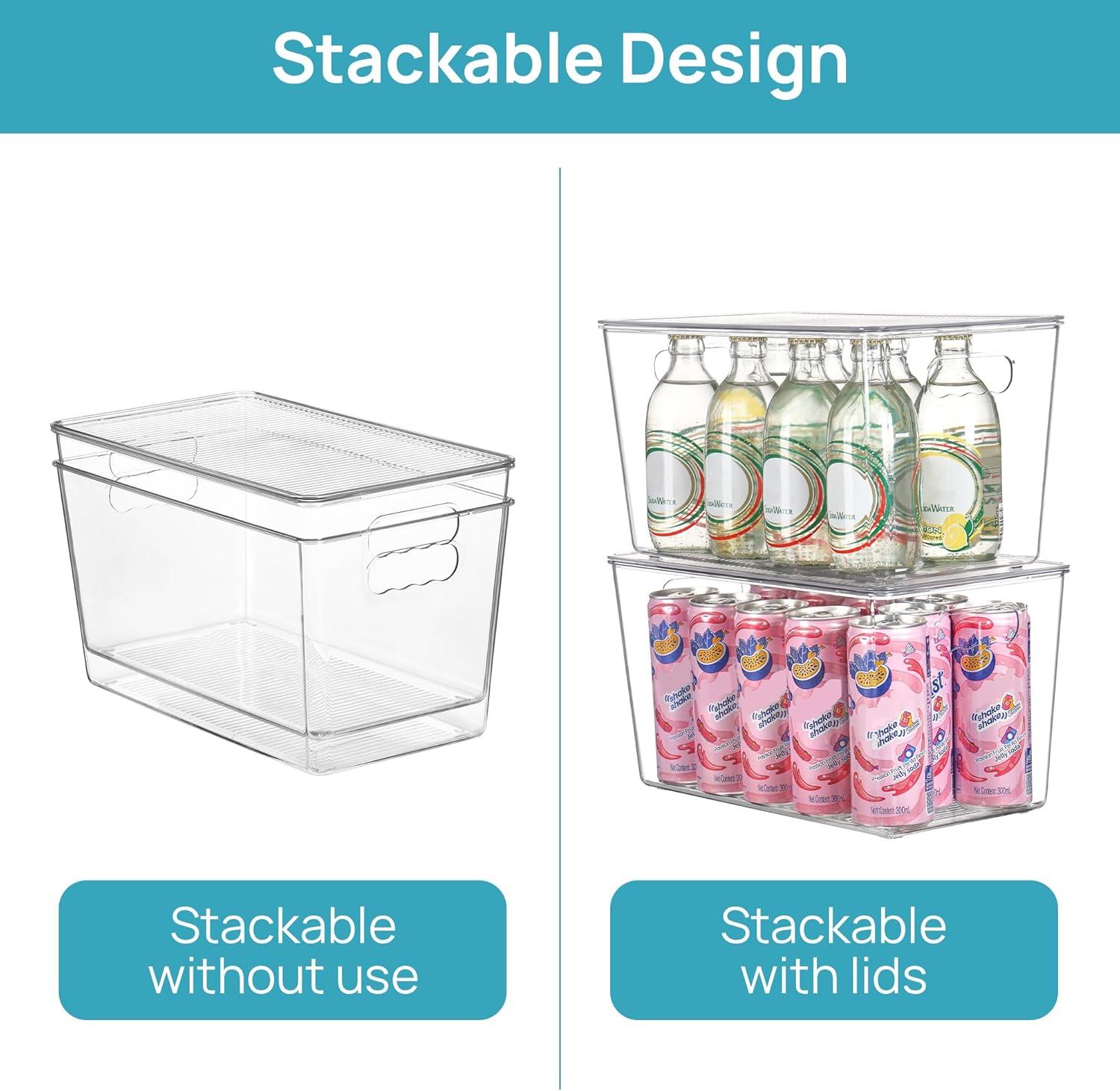 imageVtopmart 6 Pack Clear Stackable Storage Bins with LidsXLarge Plastic Containers with Handle for Pantry Organizer and StoragePerfect for KitchenFridgeCabinet ClosetBathroom Organization10