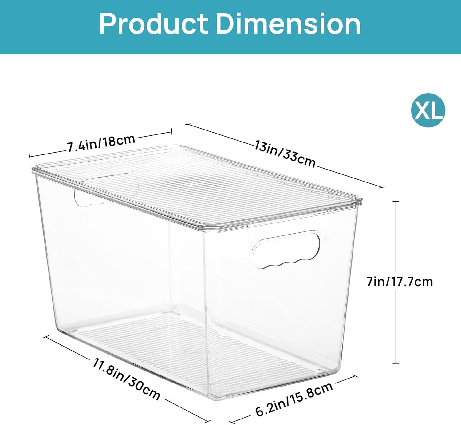 imageVtopmart 6 Pack Clear Stackable Storage Bins with LidsXLarge Plastic Containers with Handle for Pantry Organizer and StoragePerfect for KitchenFridgeCabinet ClosetBathroom Organization4