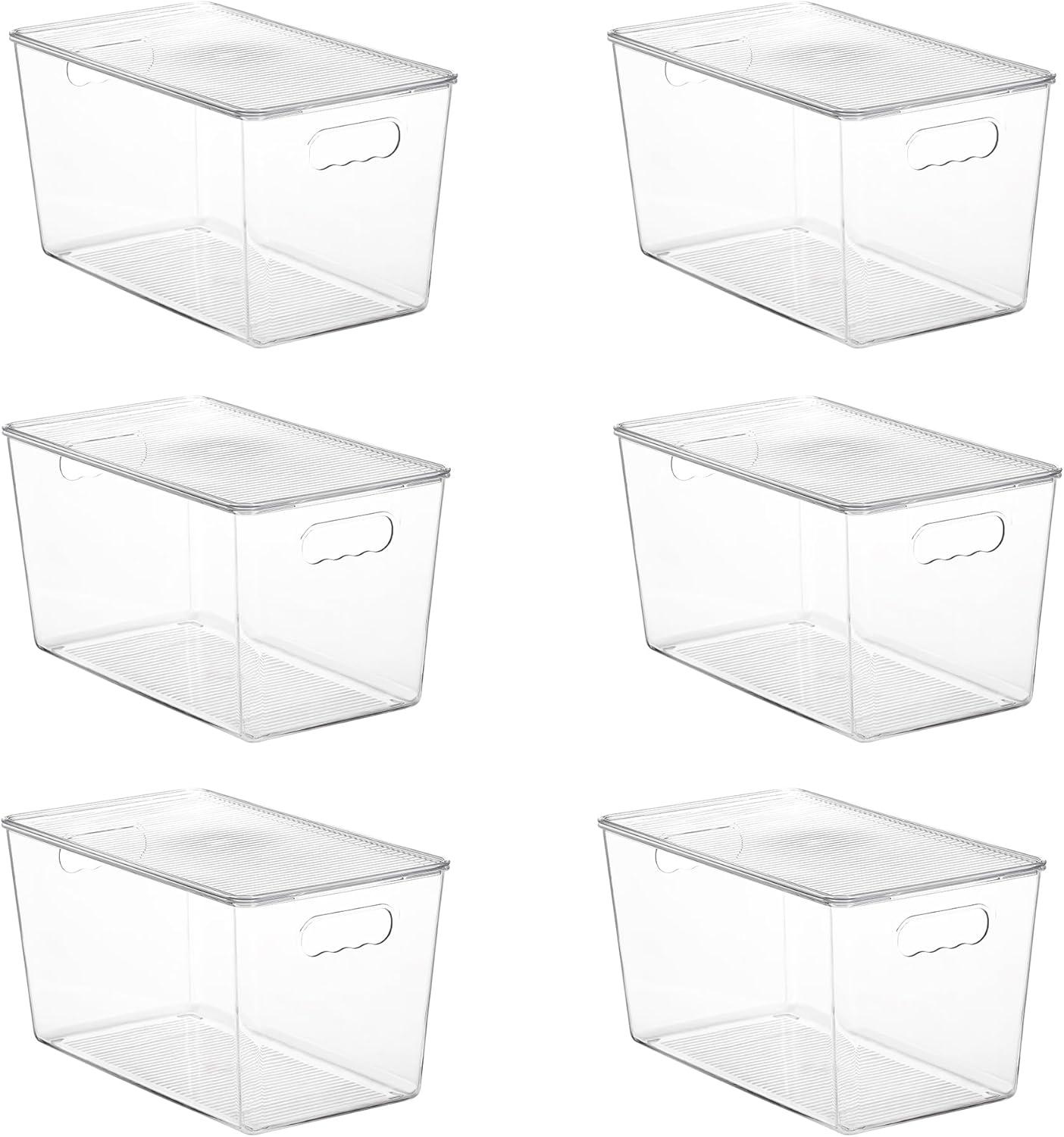 imageVtopmart 6 Pack Clear Stackable Storage Bins with LidsXLarge Plastic Containers with Handle for Pantry Organizer and StoragePerfect for KitchenFridgeCabinet ClosetBathroom Organization6
