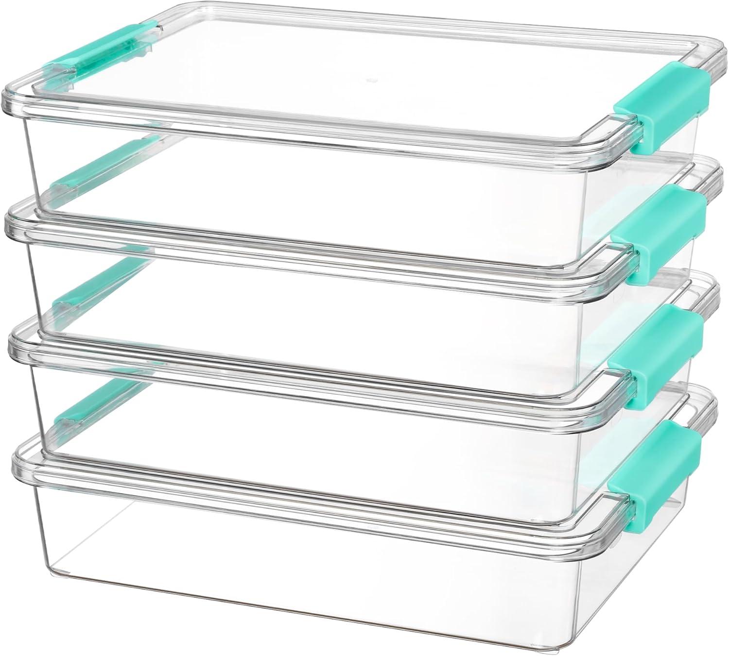 imageVtopmart 6 Qt Plastic Storage Bins with Lids Clear Sensory Bins Arts Crafts Organizers and Storage Stackable Containers for Home Office and School Supplies 4 Pack6 Qt