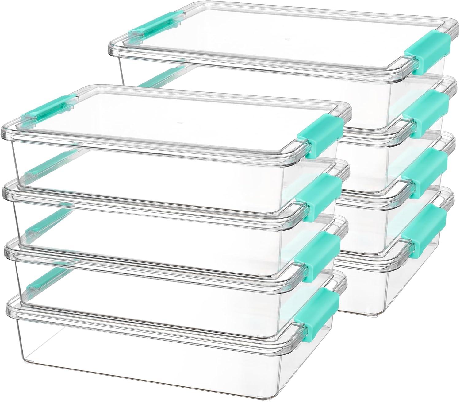 imageVtopmart 6 Qt Plastic Storage Bins with Lids Clear Sensory Bins Arts Crafts Organizers and Storage Stackable Containers for Home Office and School Supplies 4 Pack6 Qt