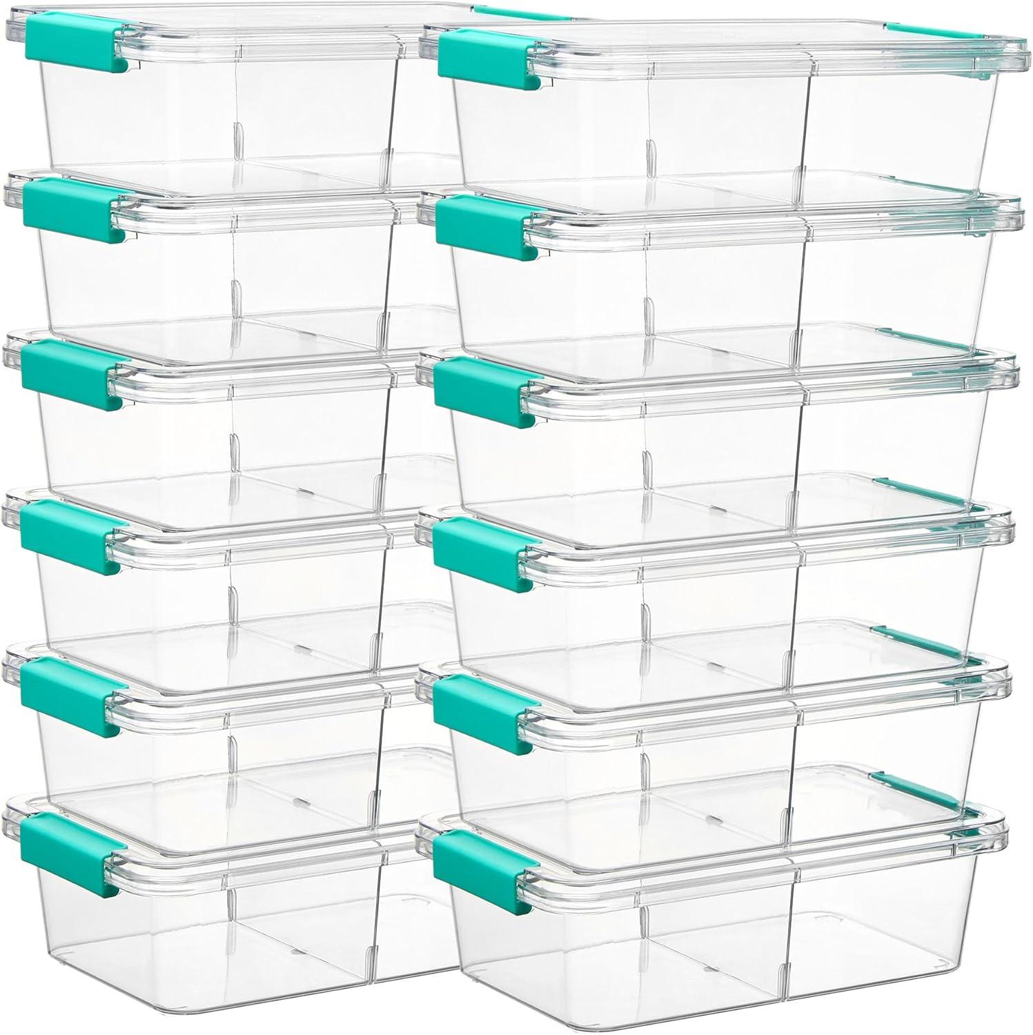 imageVtopmart 6 Qt Plastic Storage Bins with Lids Clear Sensory Bins Arts Crafts Organizers and Storage Stackable Containers for Home Office and School Supplies 4 Pack15 Qt