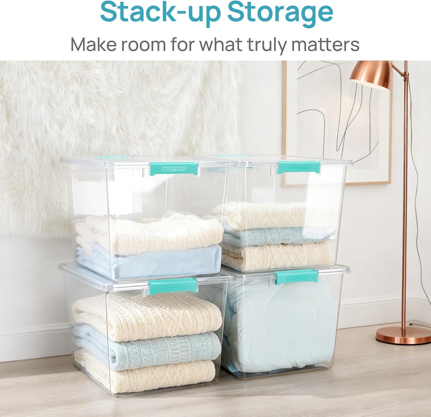 imageVtopmart 6 Qt Plastic Storage Bins with Lids Clear Sensory Bins Arts Crafts Organizers and Storage Stackable Containers for Home Office and School Supplies 4 Pack72 Qt