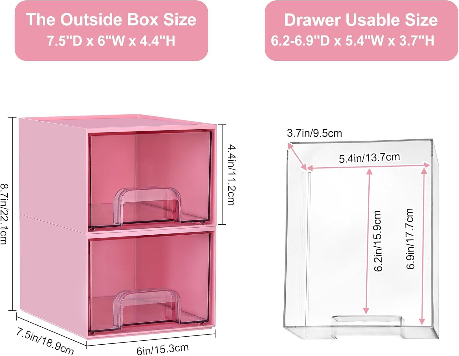 imageVtopmart 8 Pack Small Clear Stackable Storage DrawersAcrylic Bathroom Makeup OrganizerPlastic Storage Bins For Vanity Undersink Kitchen Cabinets Pantry Home Organization4packPink
