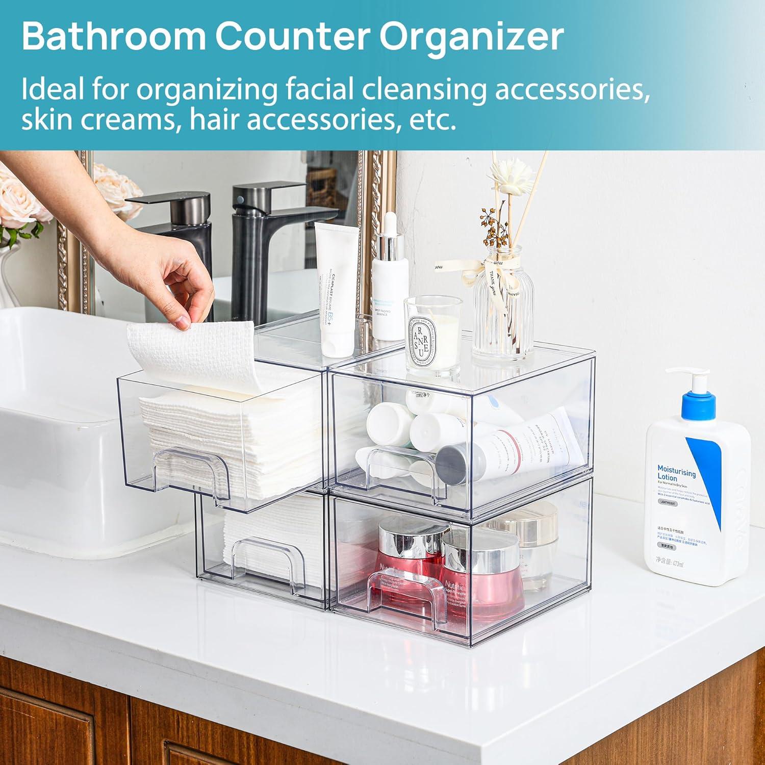 imageVtopmart 8 Pack Small Clear Stackable Storage DrawersAcrylic Bathroom Makeup OrganizerPlastic Storage Bins For Vanity Undersink Kitchen Cabinets Pantry Home Organization12packClear