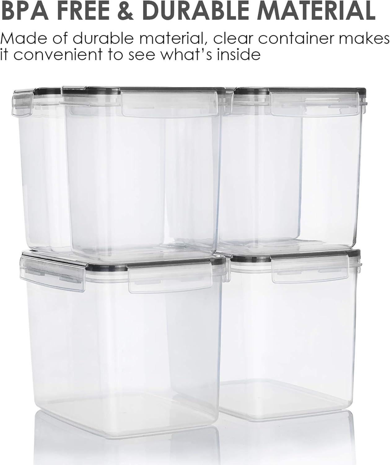 imageVtopmart Airtight Food Storage Containers 6 Pieces Plastic BPA Free Kitchen Pantry Storage Containers for SugarFlour and Baking Supplies Dishwasher Safe Include 24 Labels Black