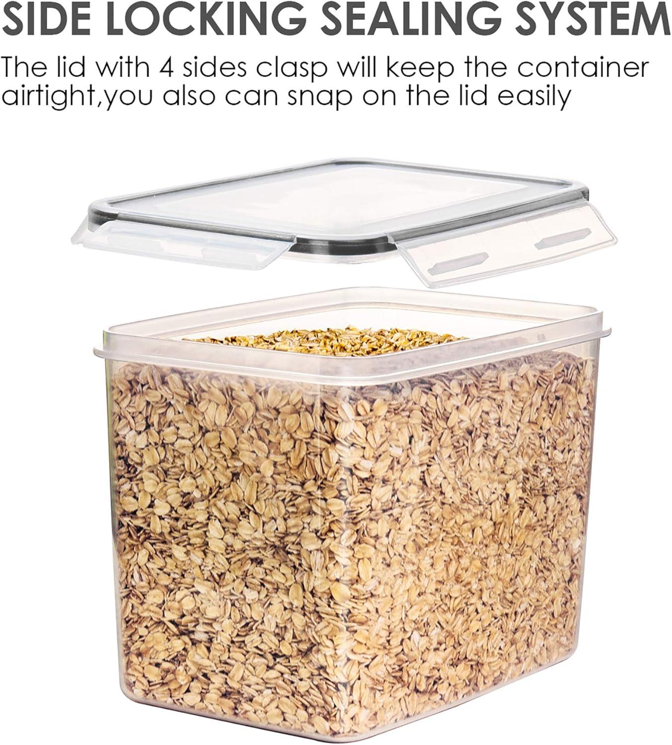 imageVtopmart Airtight Food Storage Containers 6 Pieces Plastic BPA Free Kitchen Pantry Storage Containers for SugarFlour and Baking Supplies Dishwasher Safe Include 24 Labels Black