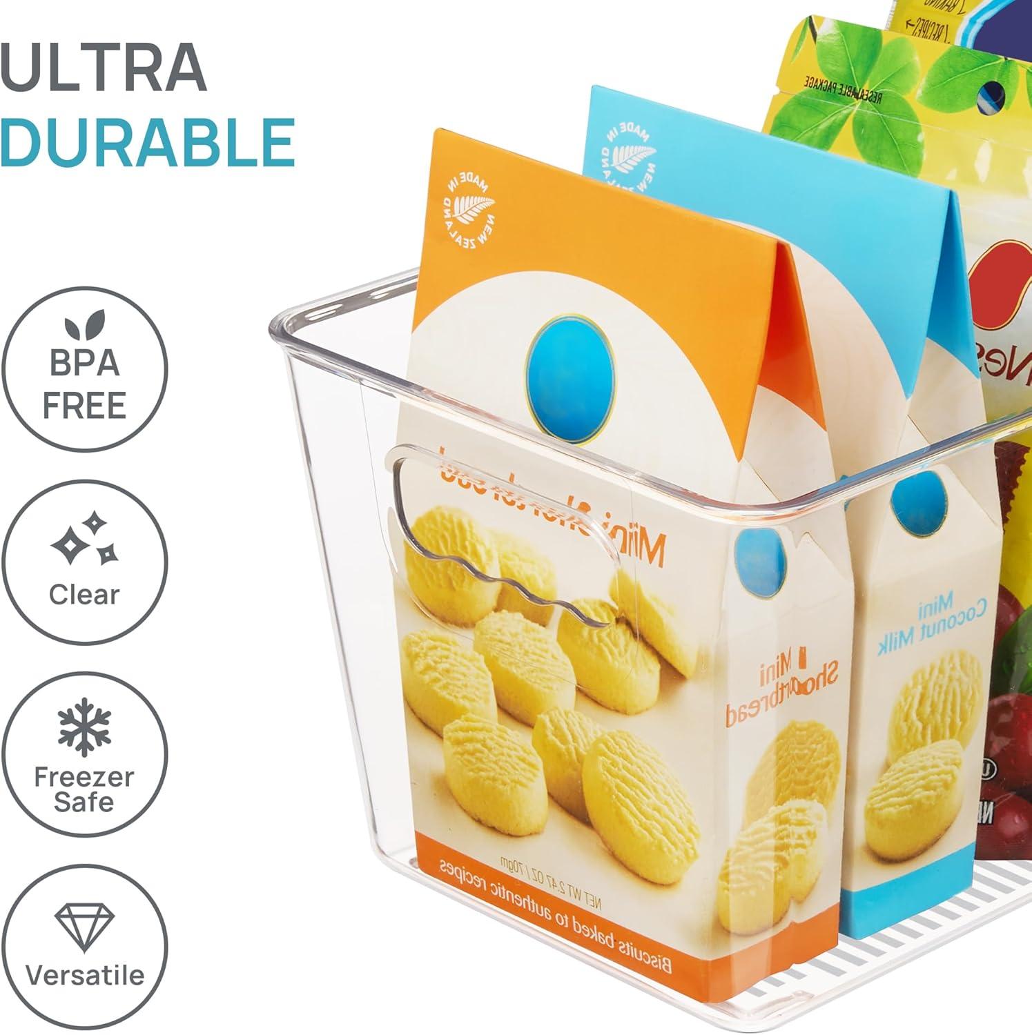 imageVtopmart Clear Plastic Storage Bins 6 PCS Pantry Organizer Bins with Handle for Refrigerator Fridge Cabinet Kitchen Countertops Cupboard Freezer Organization and Storage Large6