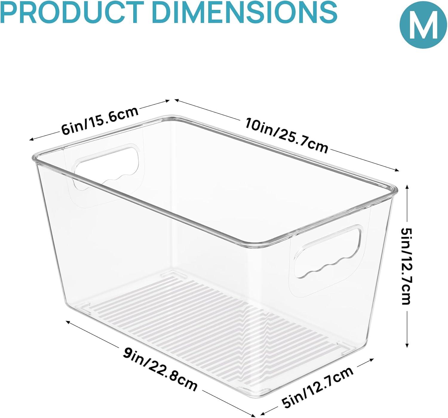 imageVtopmart Clear Plastic Storage Bins 6 PCS Pantry Organizer Bins with Handle for Refrigerator Fridge Cabinet Kitchen Countertops Cupboard Freezer Organization and Storage Large6