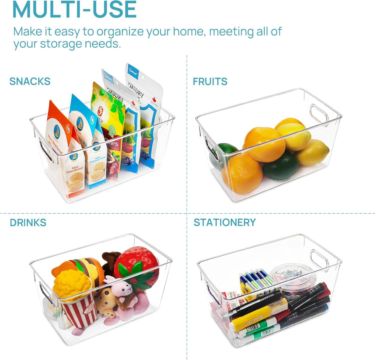 imageVtopmart Clear Plastic Storage Bins 6 PCS Pantry Organizer Bins with Handle for Refrigerator Fridge Cabinet Kitchen Countertops Cupboard Freezer Organization and Storage Large2