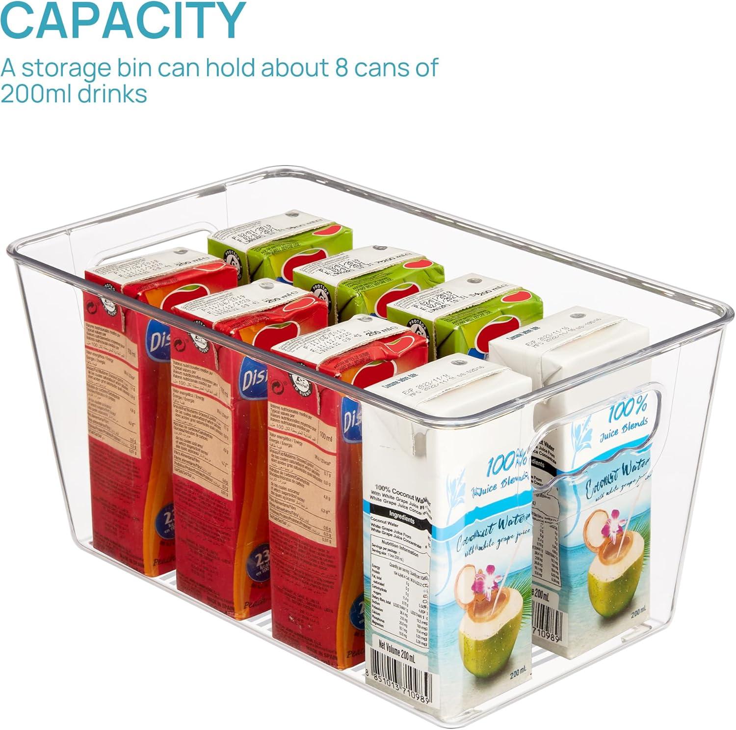 imageVtopmart Clear Plastic Storage Bins 6 PCS Pantry Organizer Bins with Handle for Refrigerator Fridge Cabinet Kitchen Countertops Cupboard Freezer Organization and Storage Large6