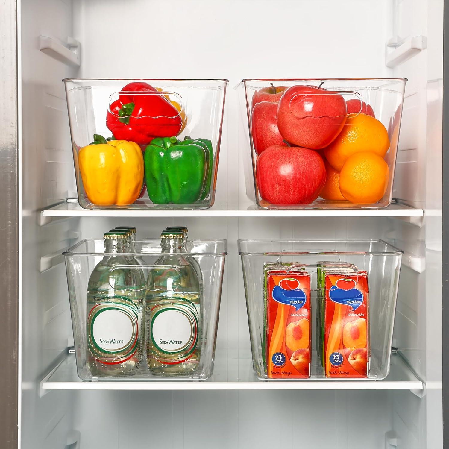imageVtopmart Clear Plastic Storage Bins 6 PCS Pantry Organizer Bins with Handle for Refrigerator Fridge Cabinet Kitchen Countertops Cupboard Freezer Organization and Storage Large4
