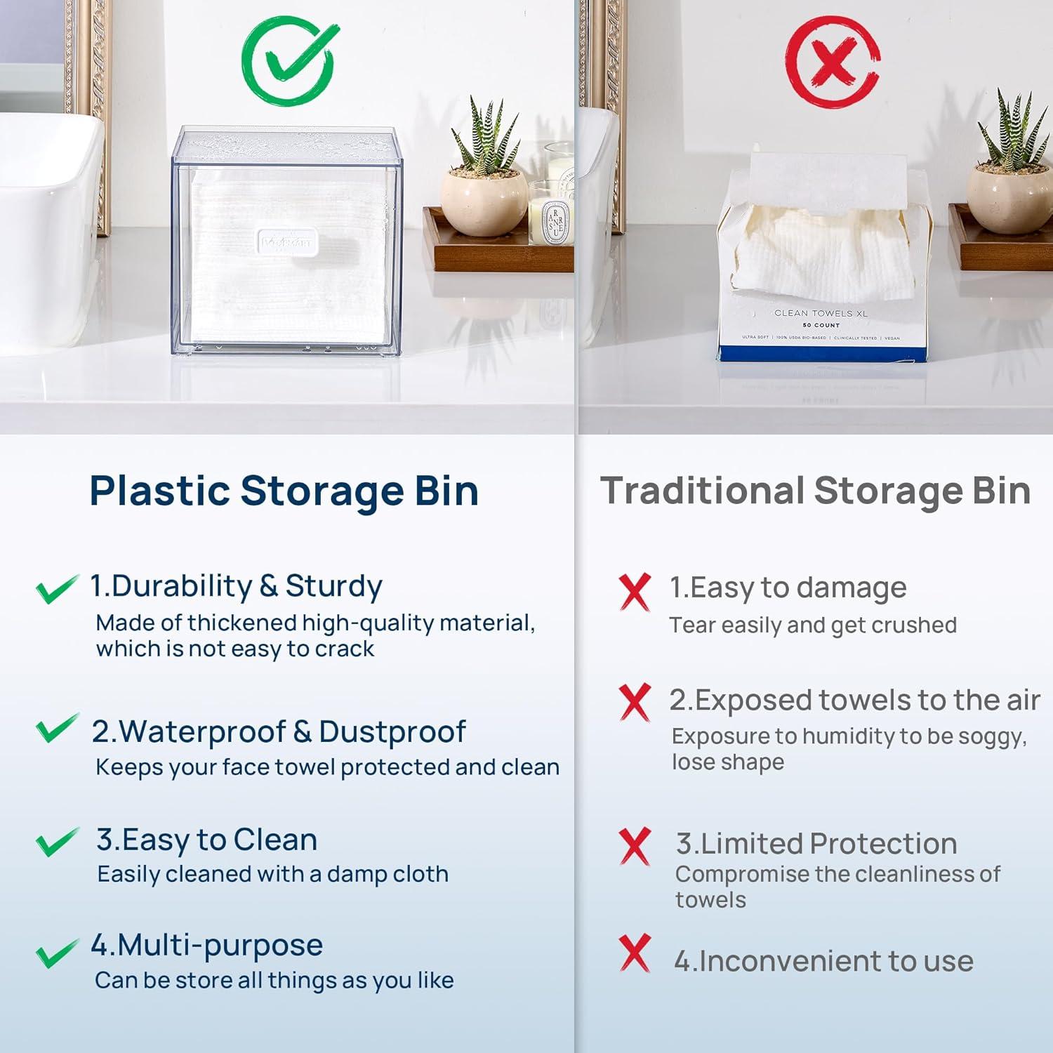 imageVtopmart Disposable Facial Towels HolderClear Storage Drawer Compatible with Clean Skin Club Towel XLAcrylic Box Hold 50 CountStylish and Functional Bathroom Accessory for Coutertop Organization1